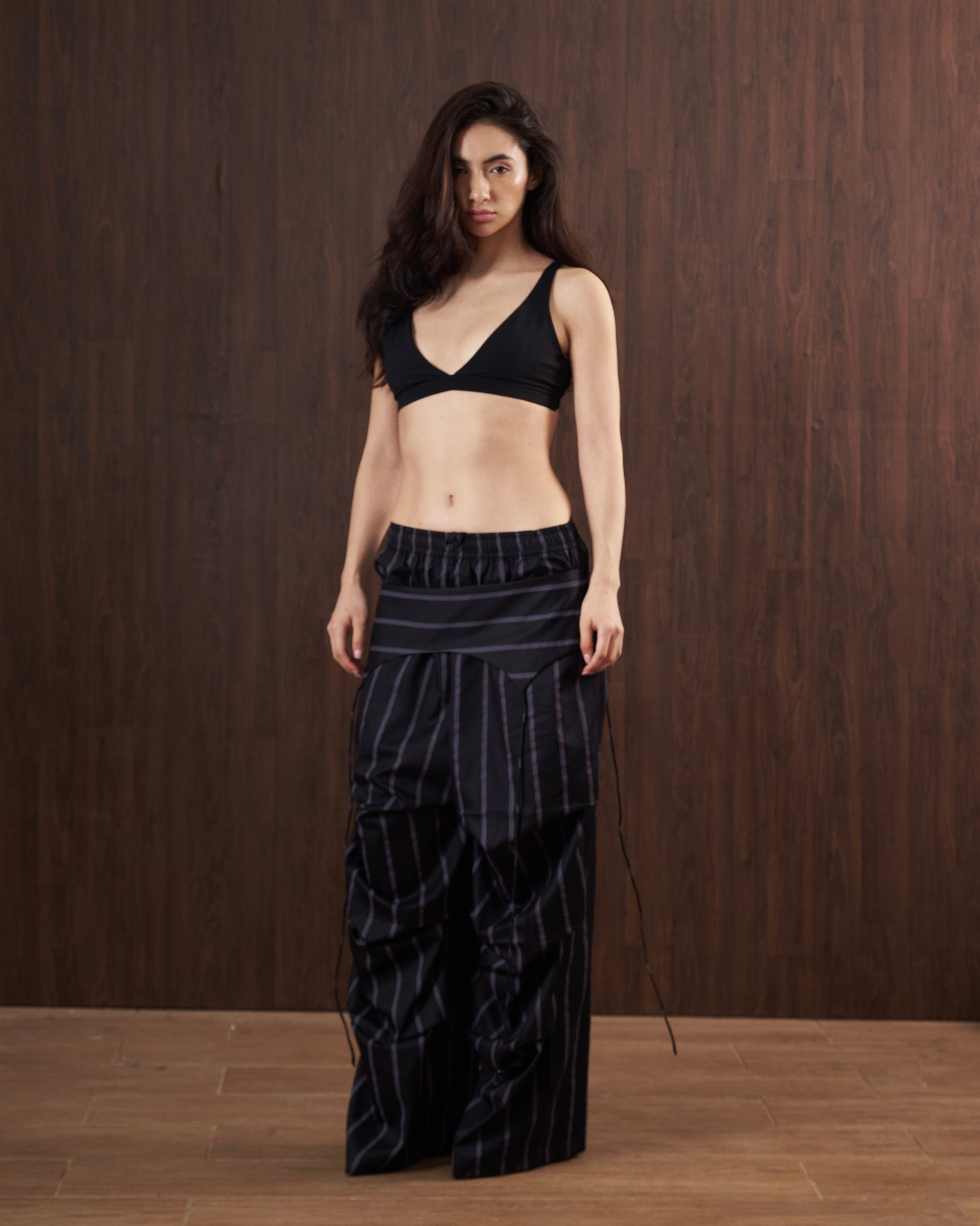 Black Pinstripe Boxer Cargo Pants