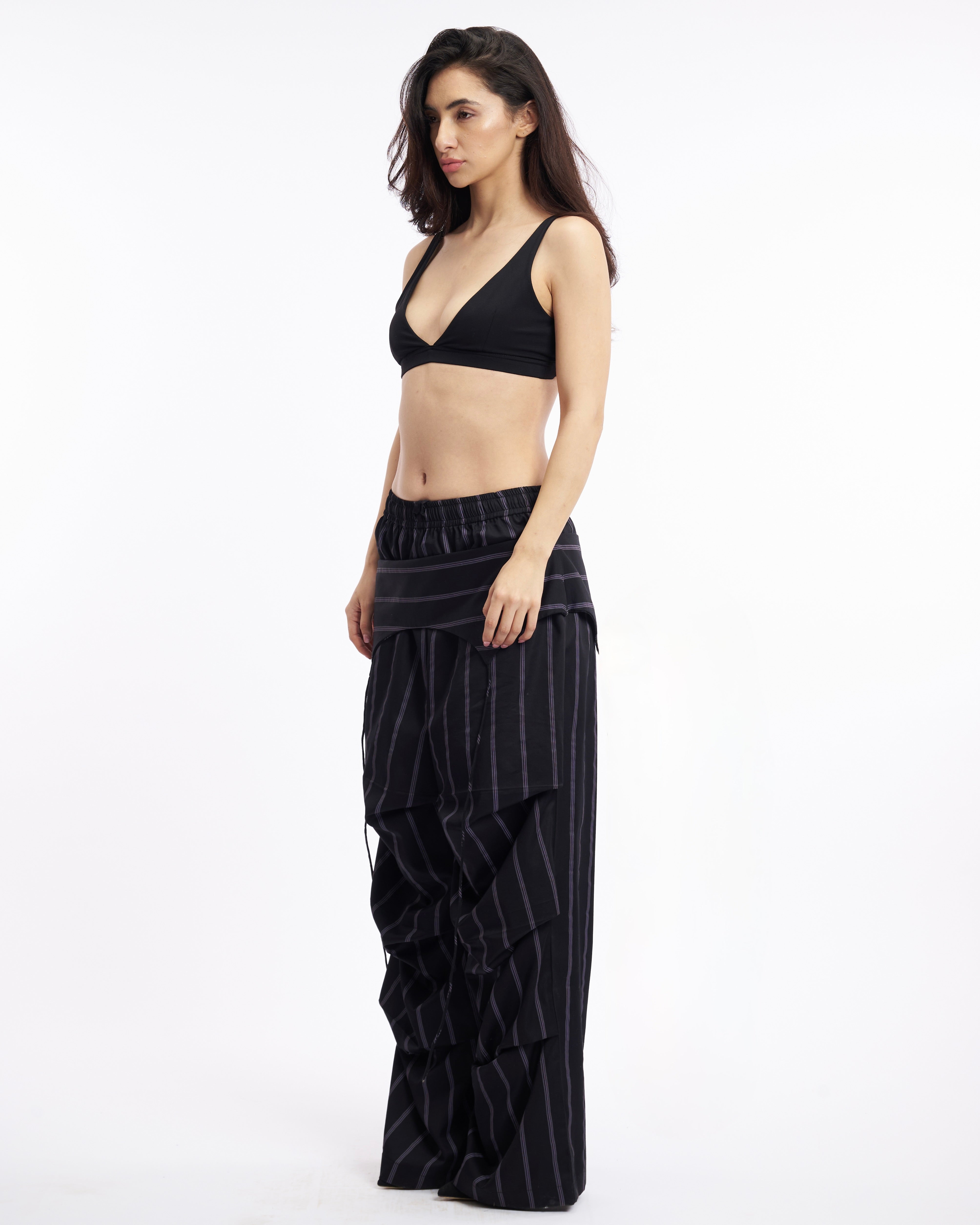 Black Pinstripe Boxer Cargo Pants