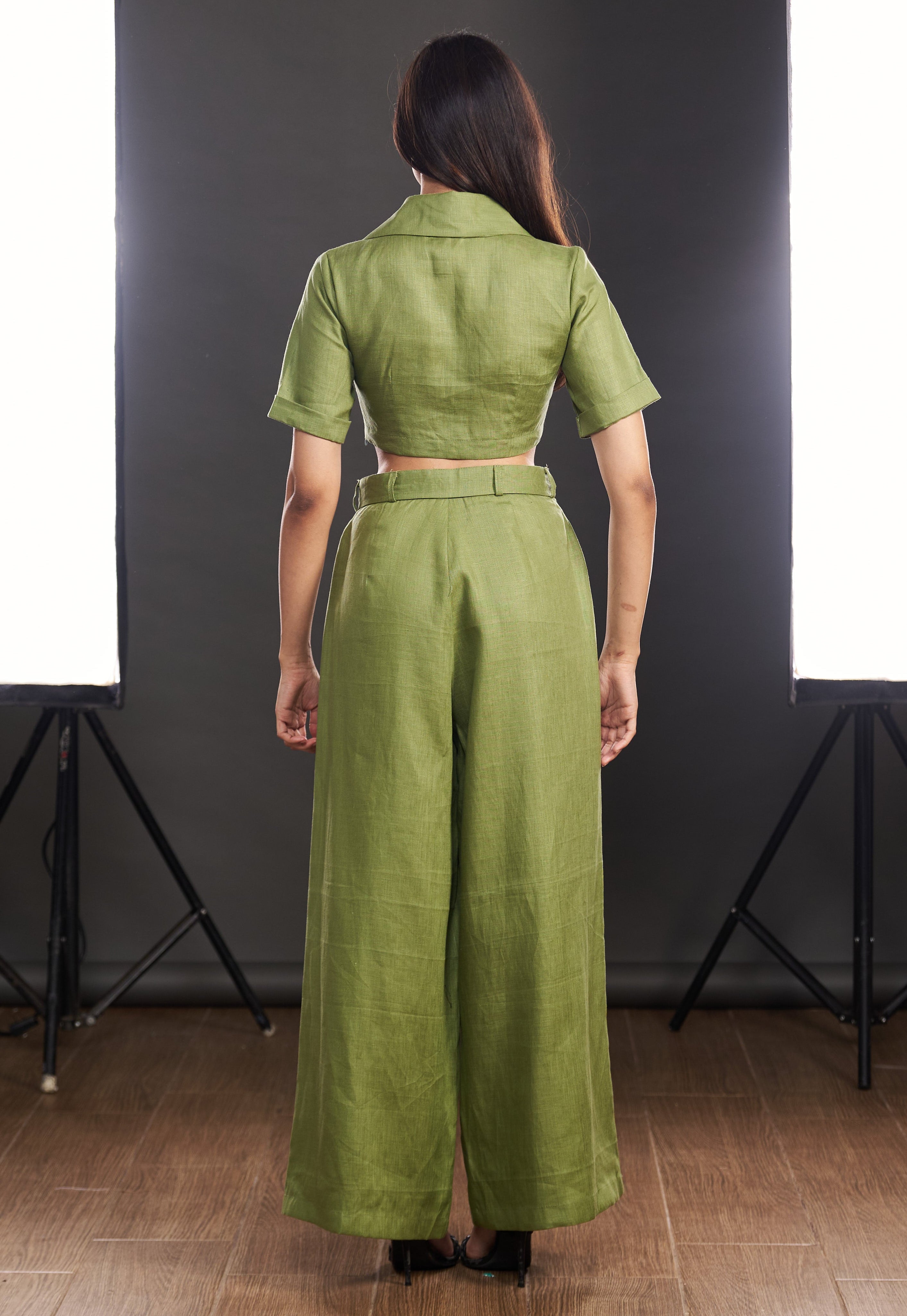 Olive Twist Linen Top