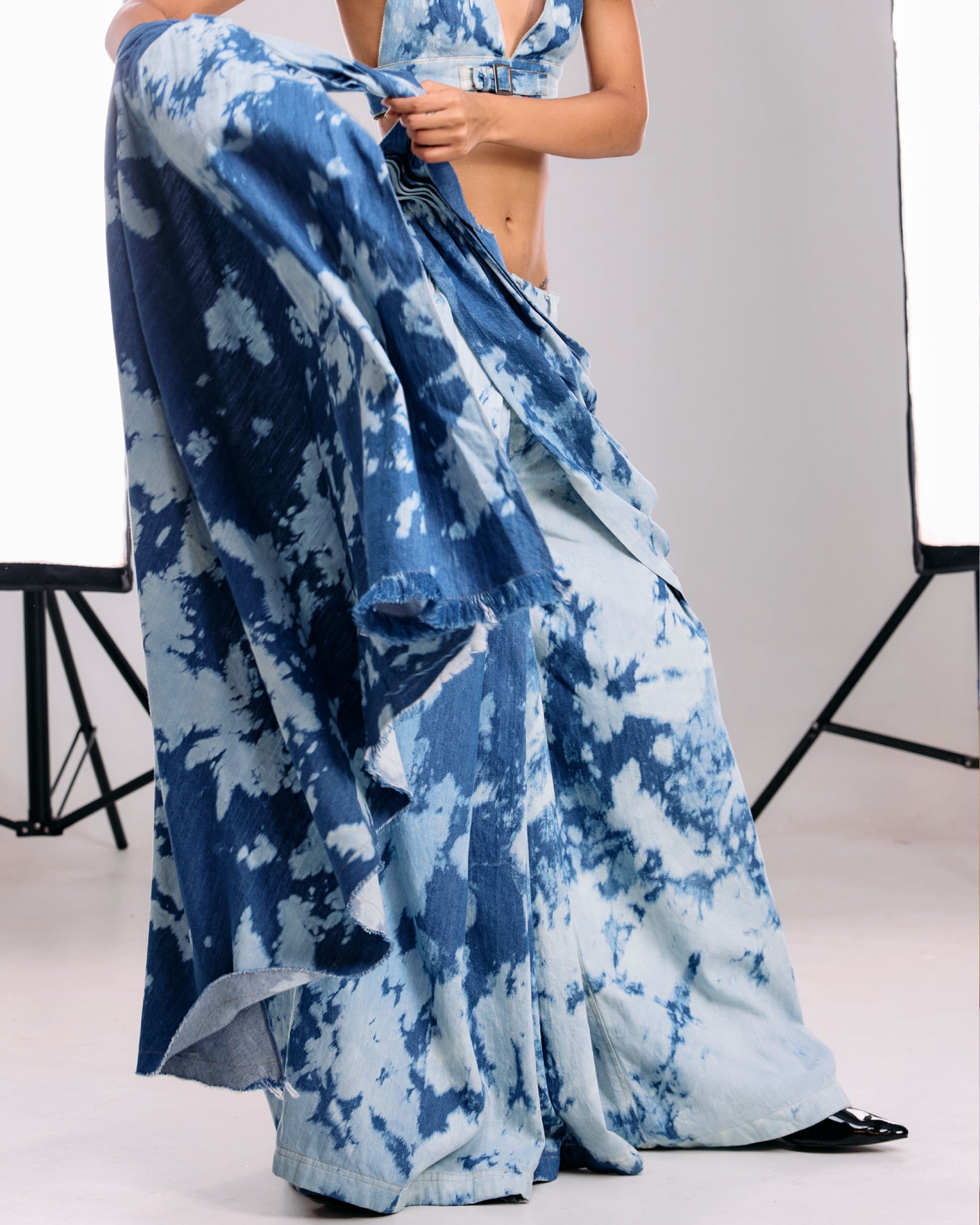 Denim Drape Saree Pant
