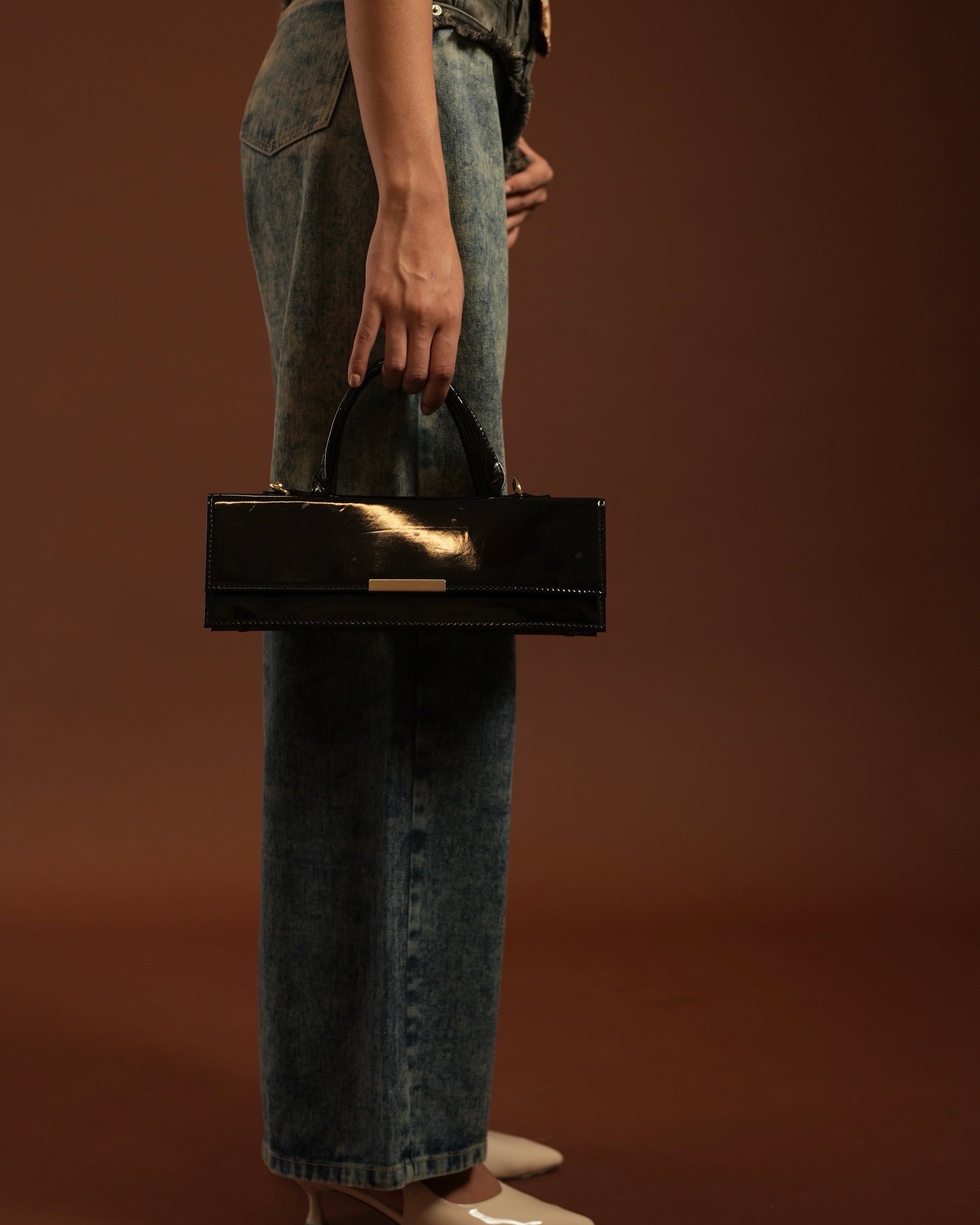 Noir Box Bag - Glossy Black