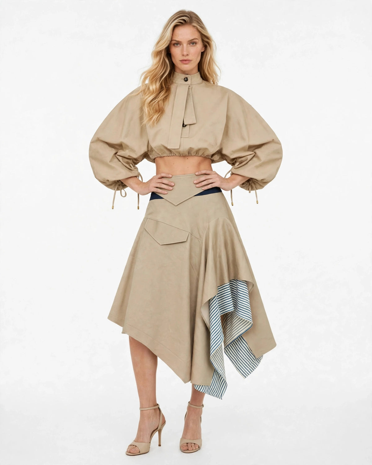 Upcycled Khakhi Asymmetric Skirt