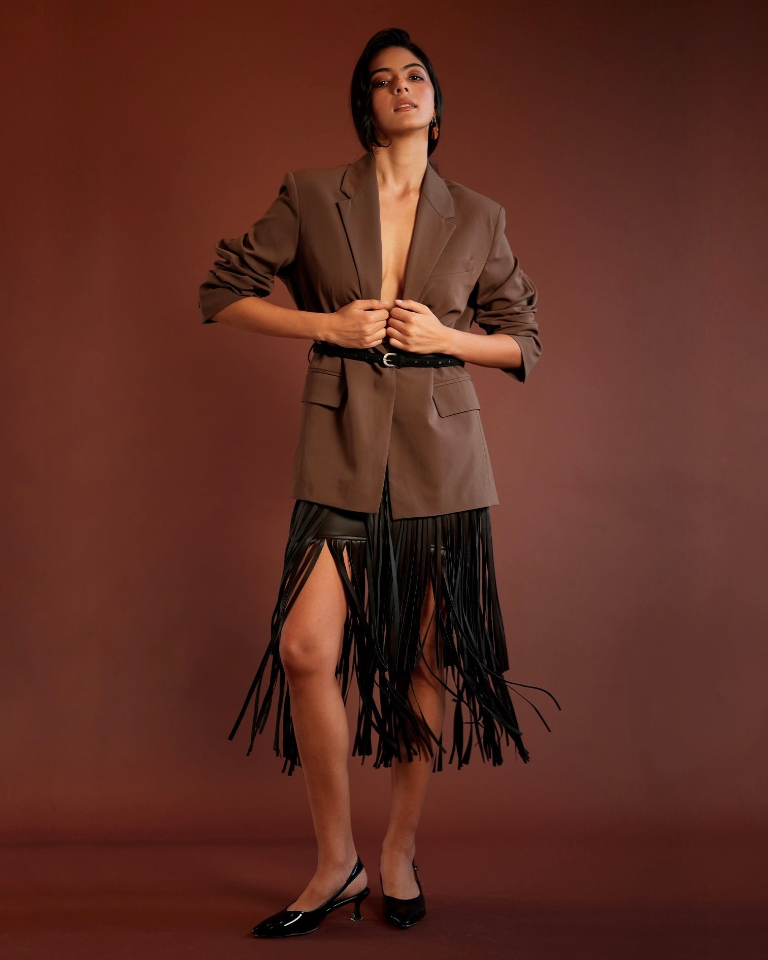 Knee Length Fringe Skirt