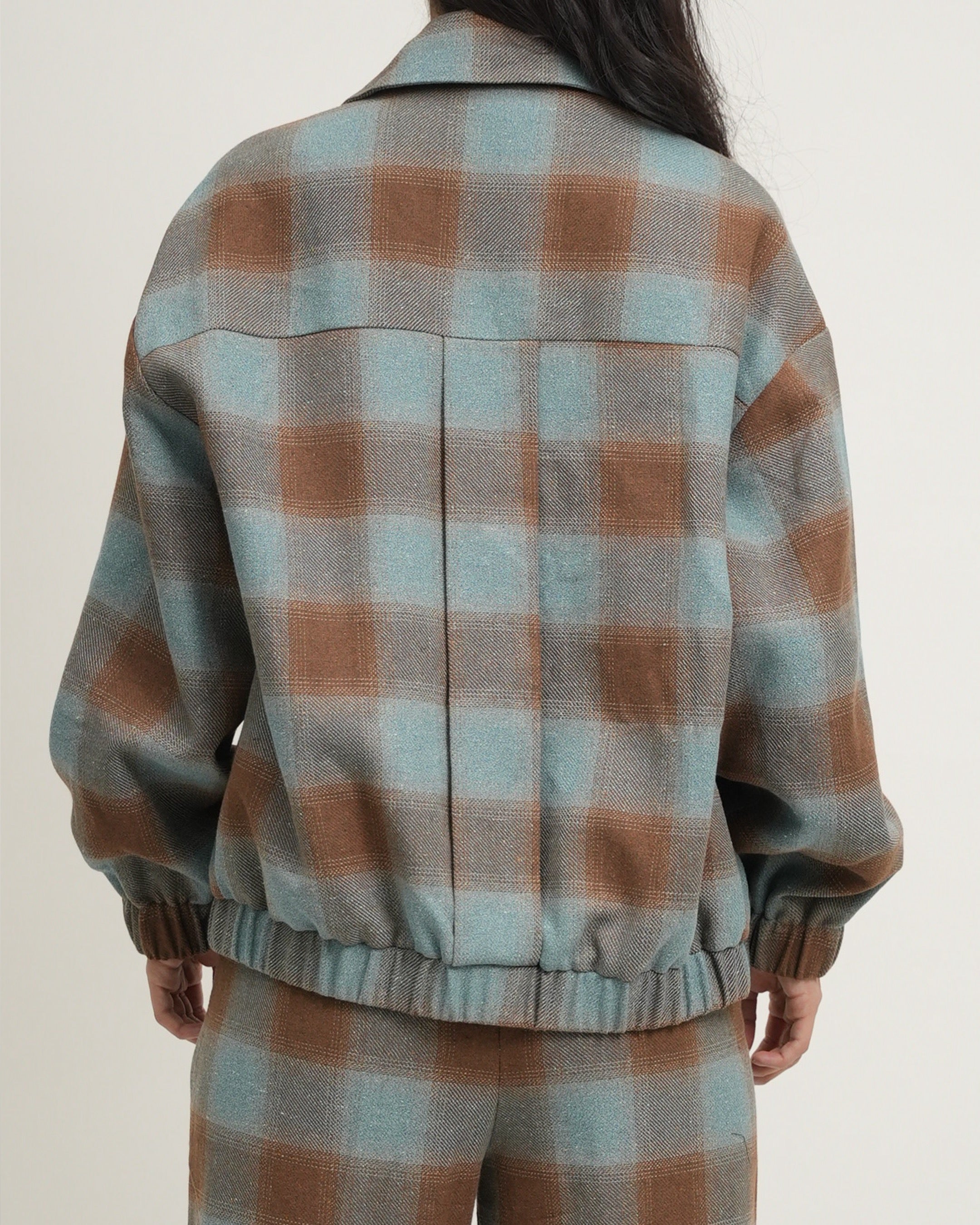 Plaid Zip Bomber Jacket