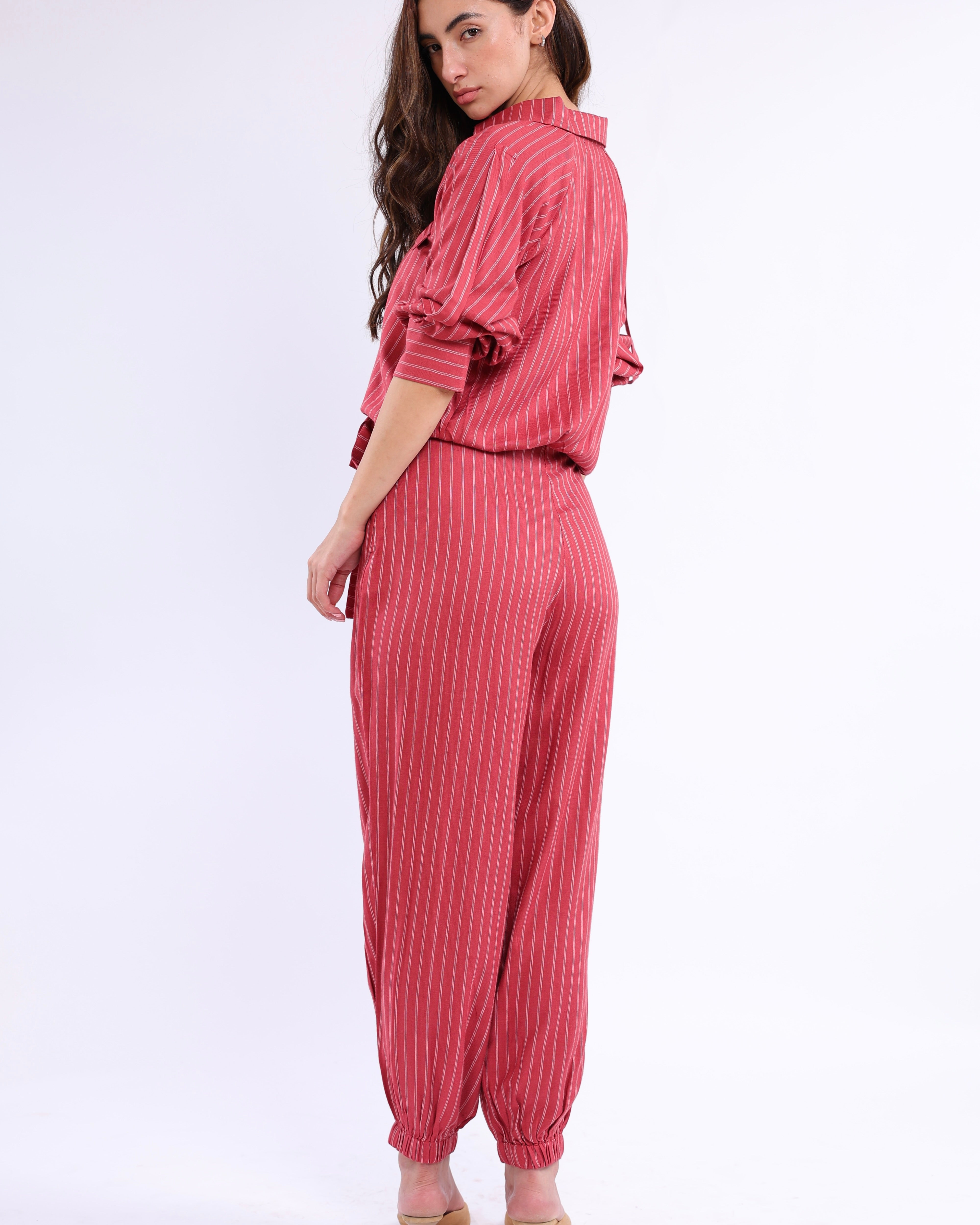 Esme Red Pinstripe Top