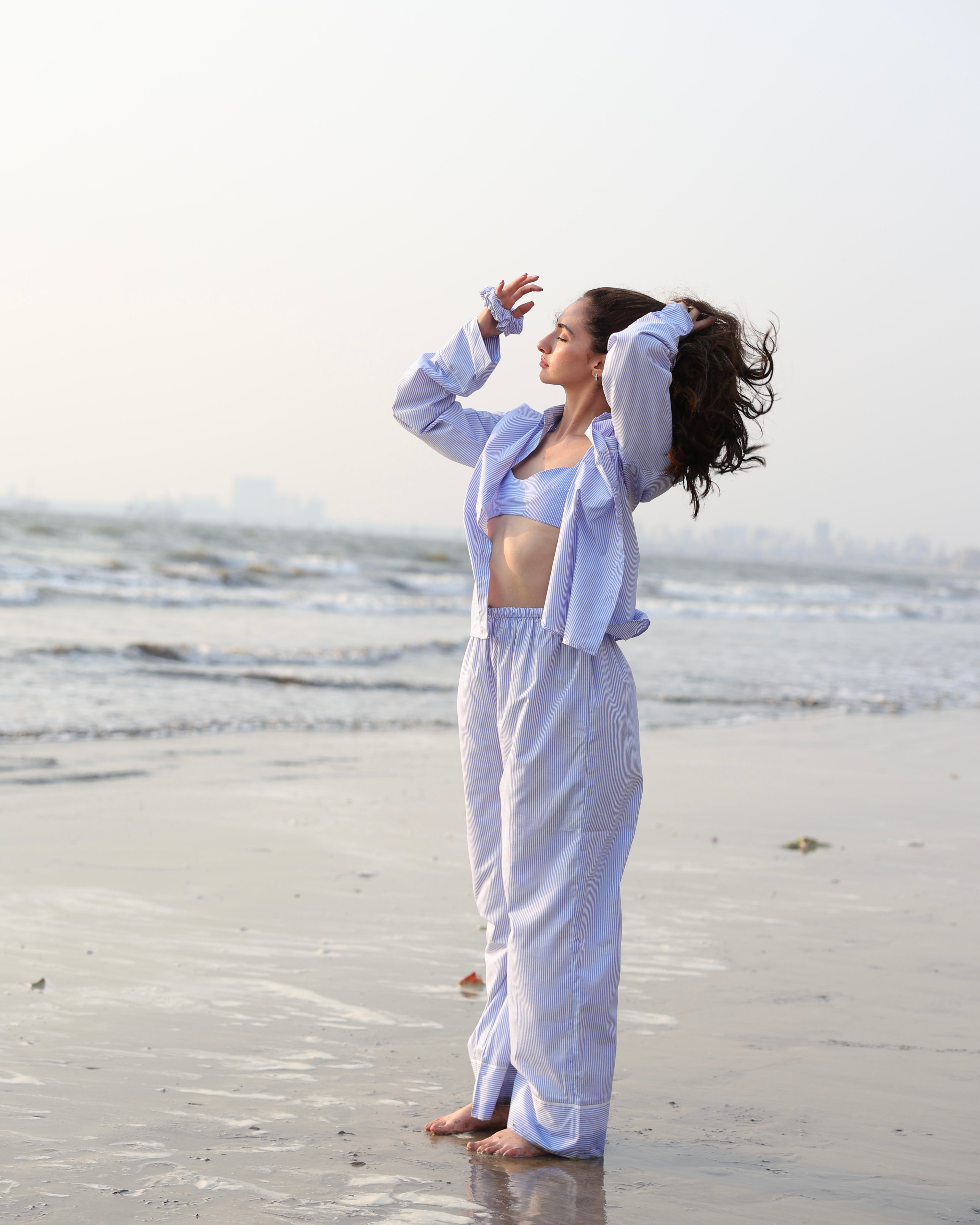 Everly Pinstripe Nightsuit (Blue)