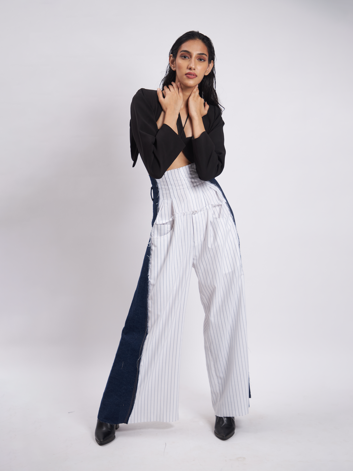 Georgie White Pinstripe Corset Pants