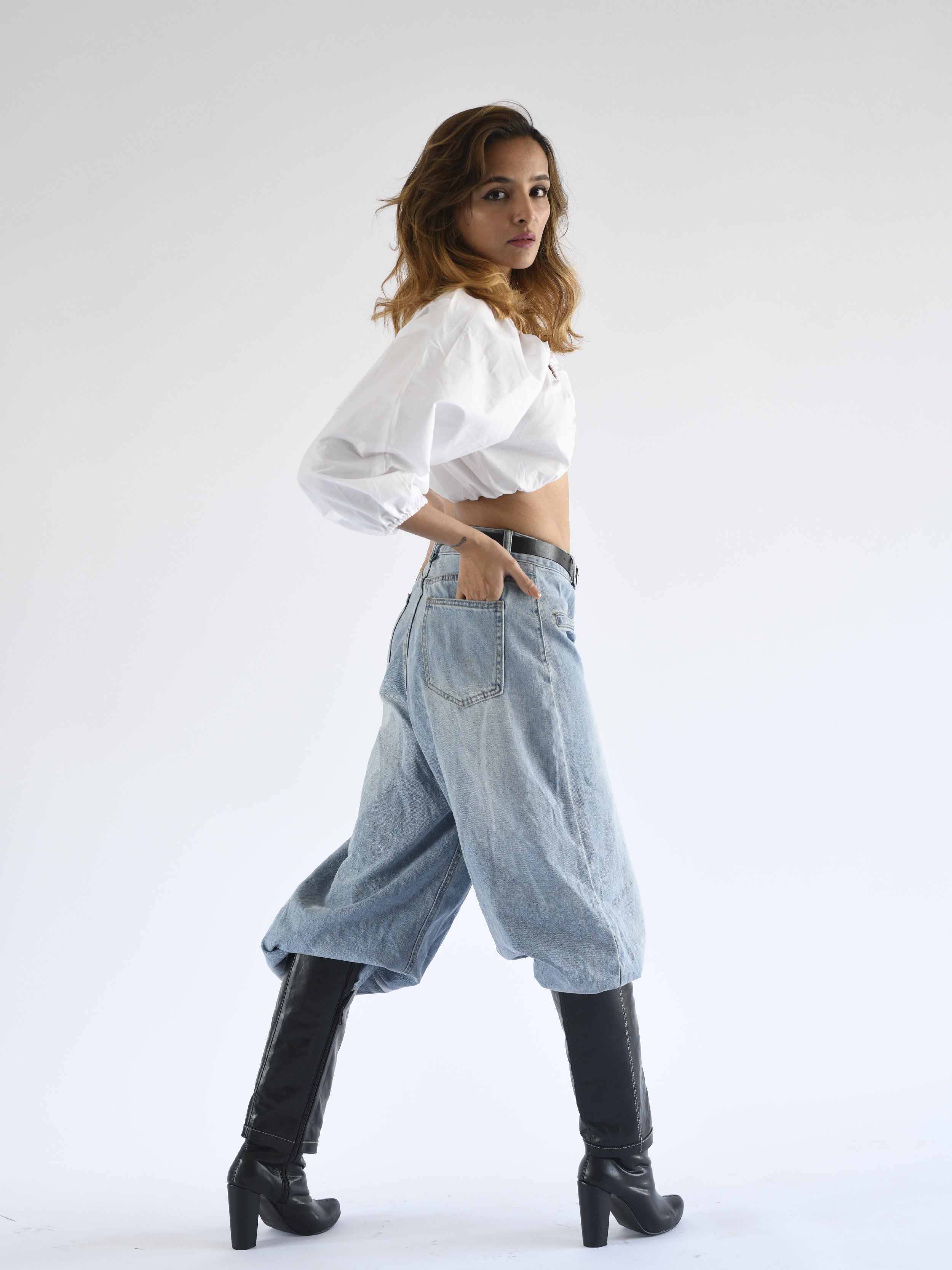 Ruched Cotton Crop