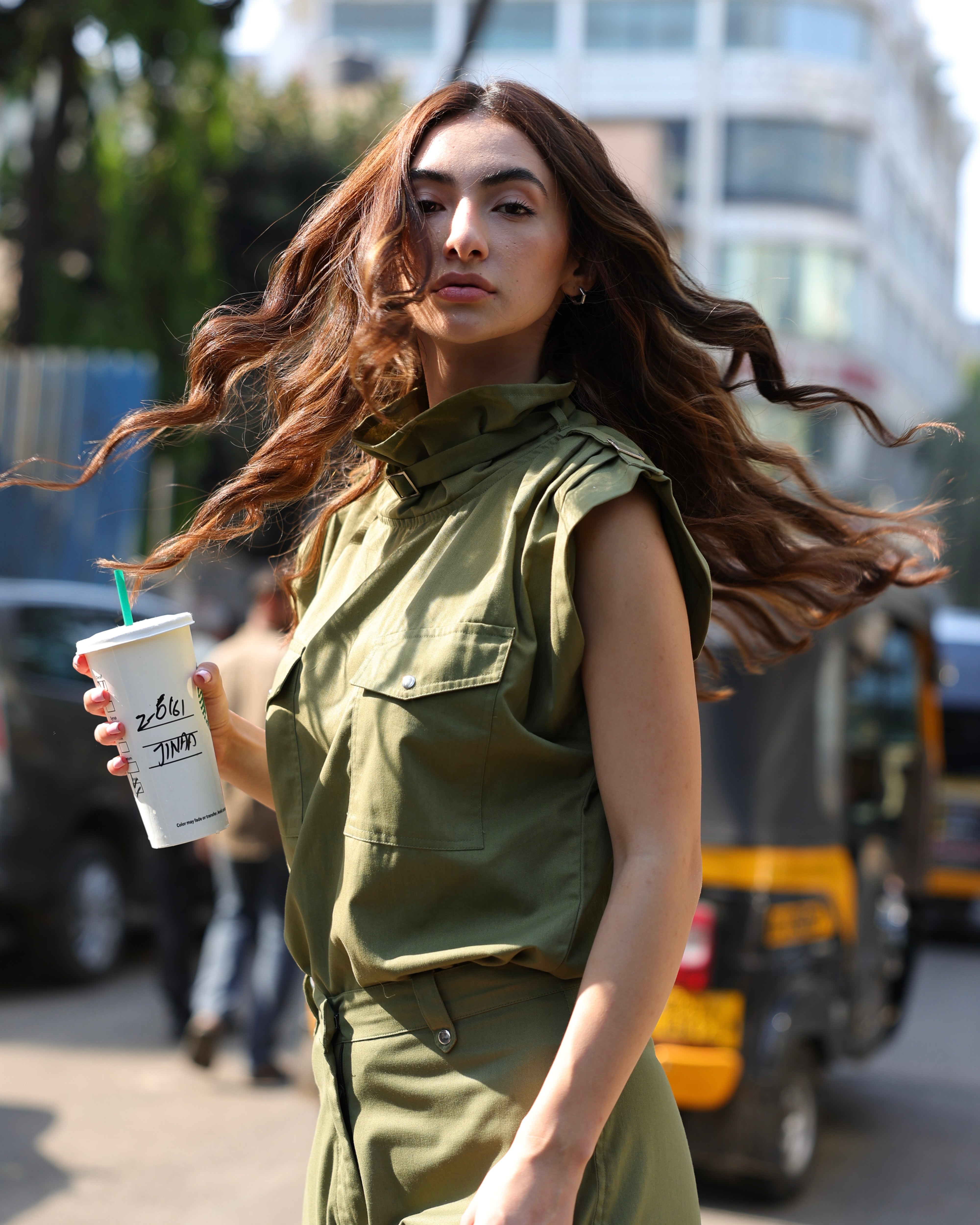 Women's Sienna Utility Top in green featuring structured design and utility details