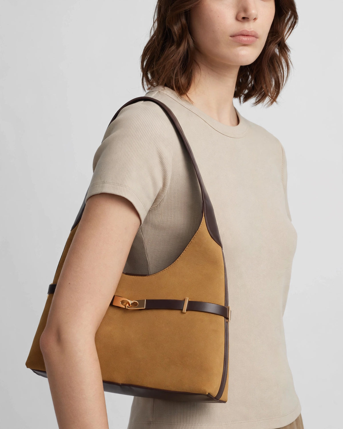 Aurelia Suede Belted Hobo Bag