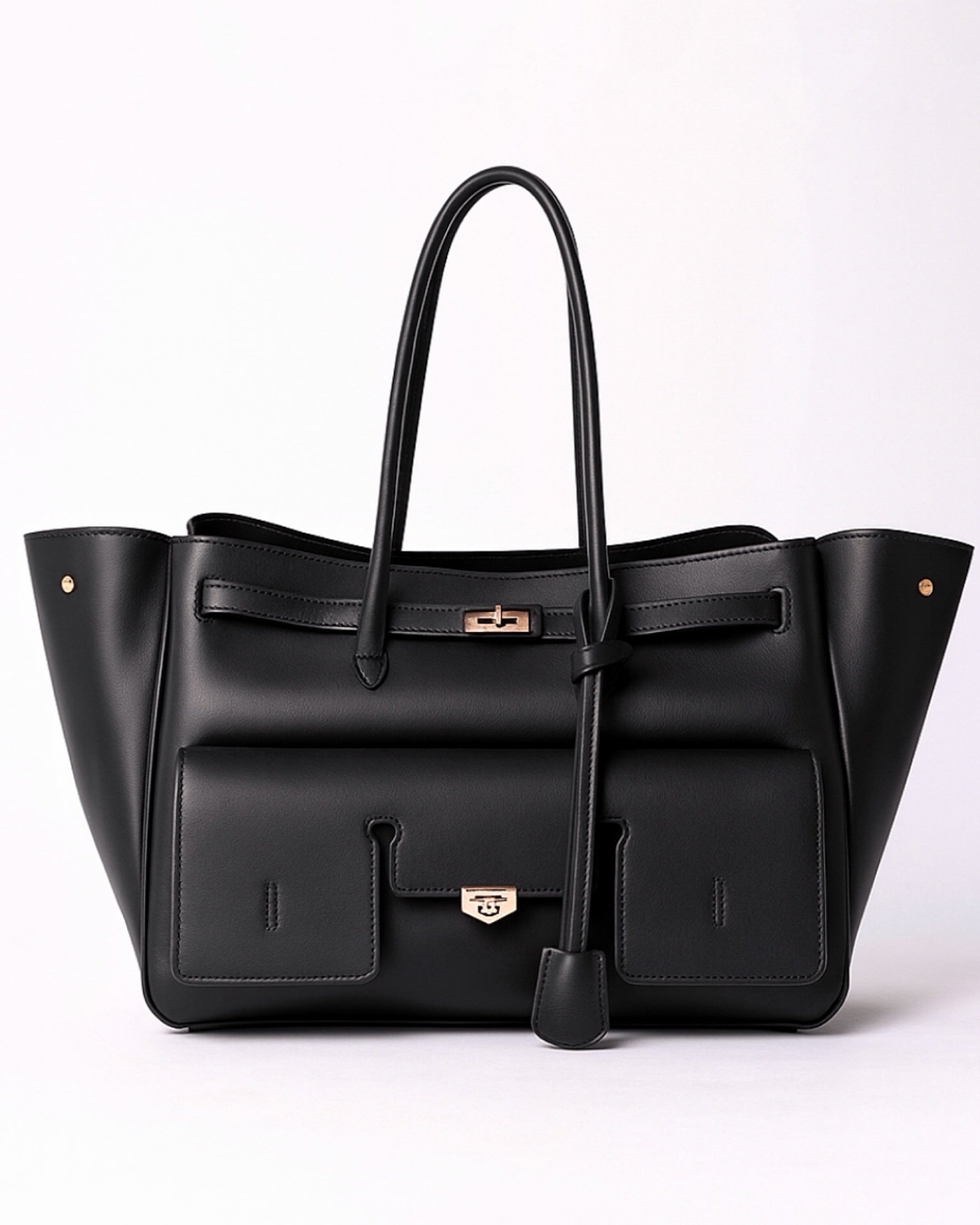 Empire Tote by The Label Jenn – Structured faux leather bag with laptop sleeve and pouch