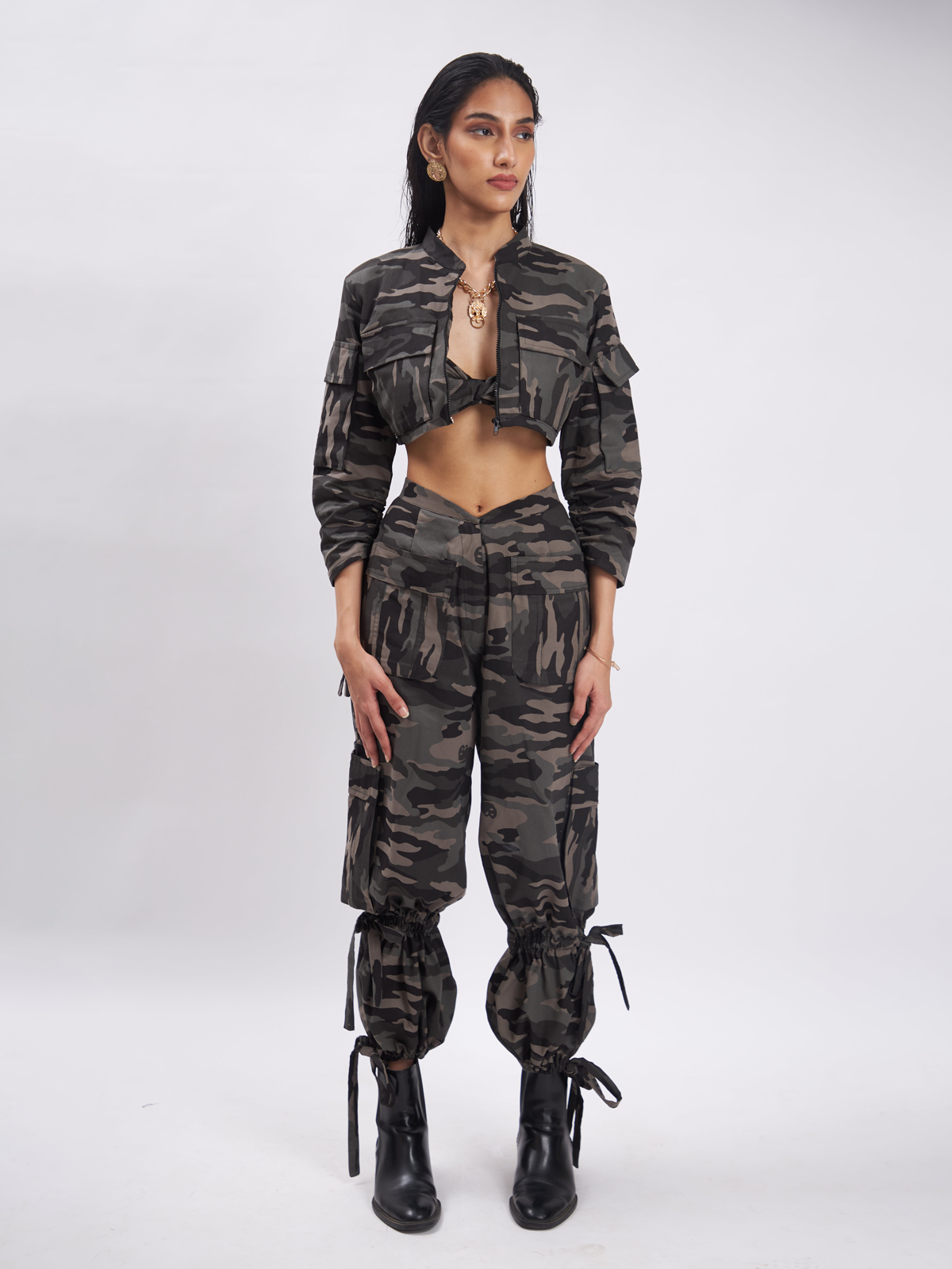 Camo Print Crop Jacket