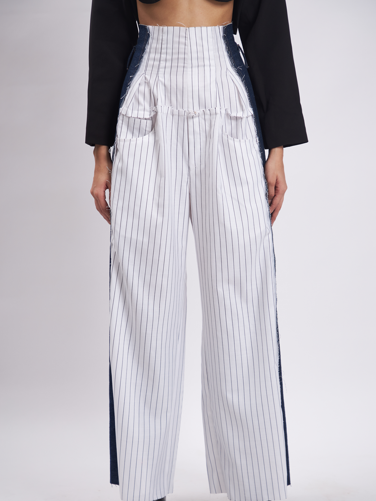 Georgie White Pinstripe Corset Pants