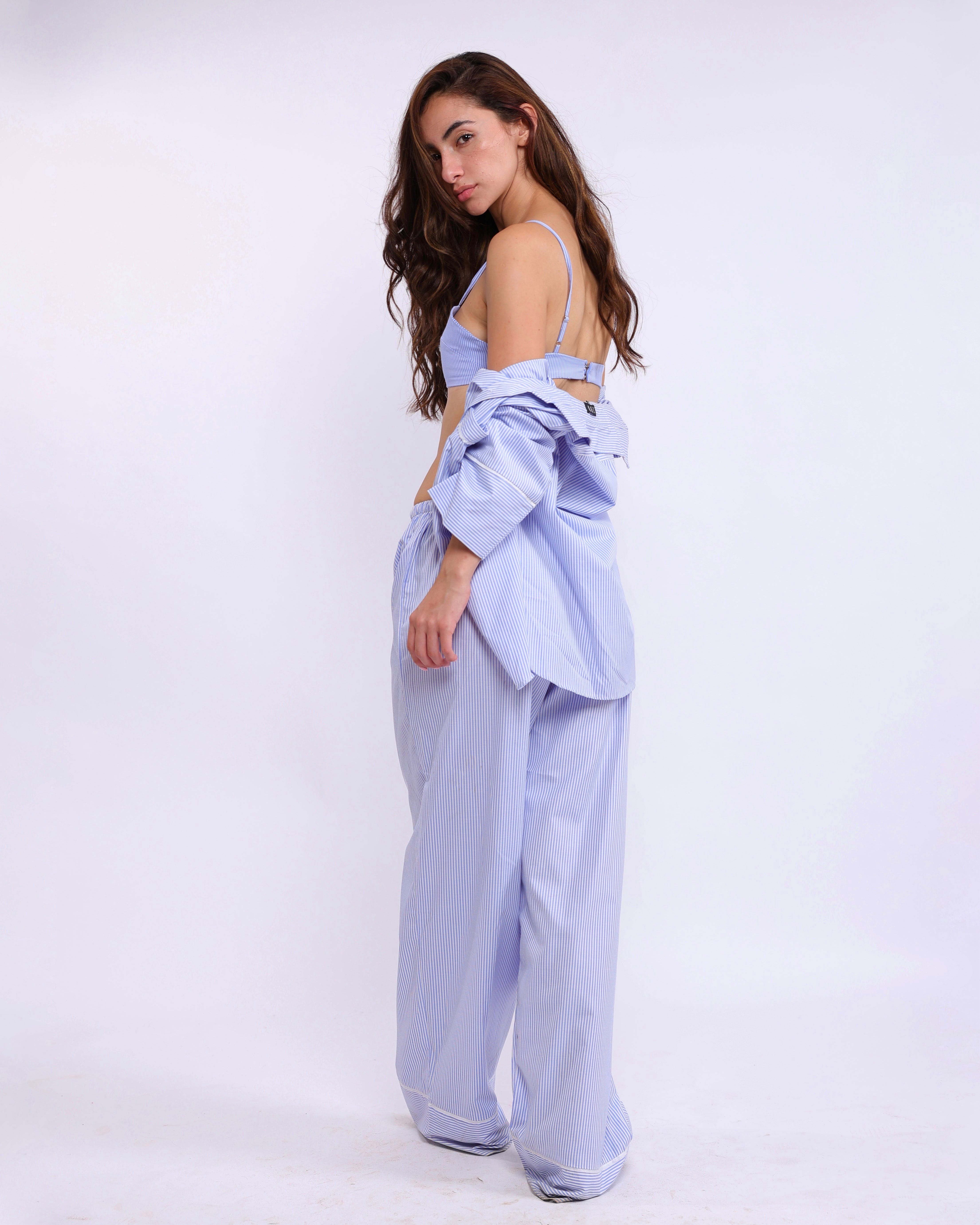 Everly Pinstripe Nightsuit (Blue)