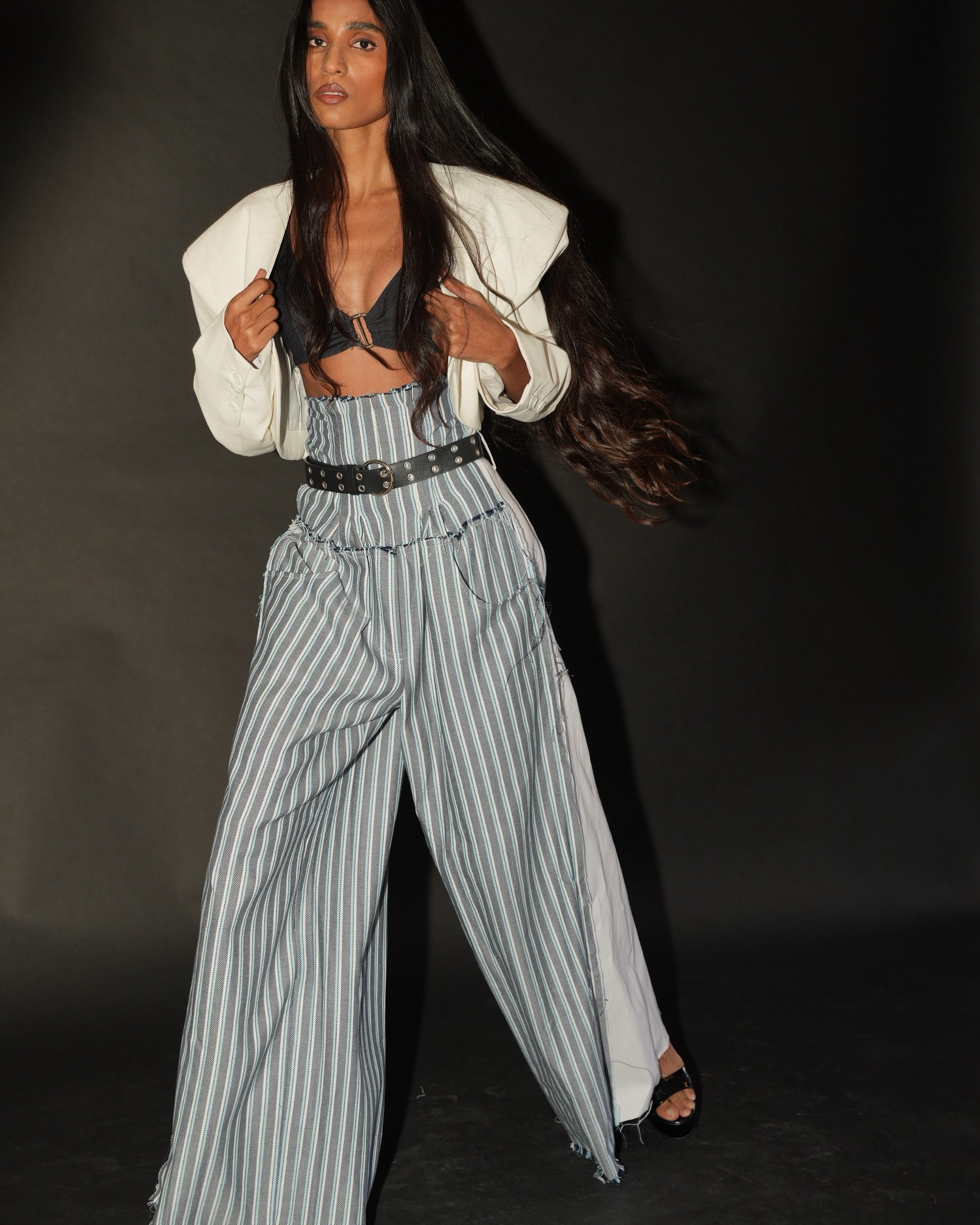 Linea Pinstripe Corset Pants
