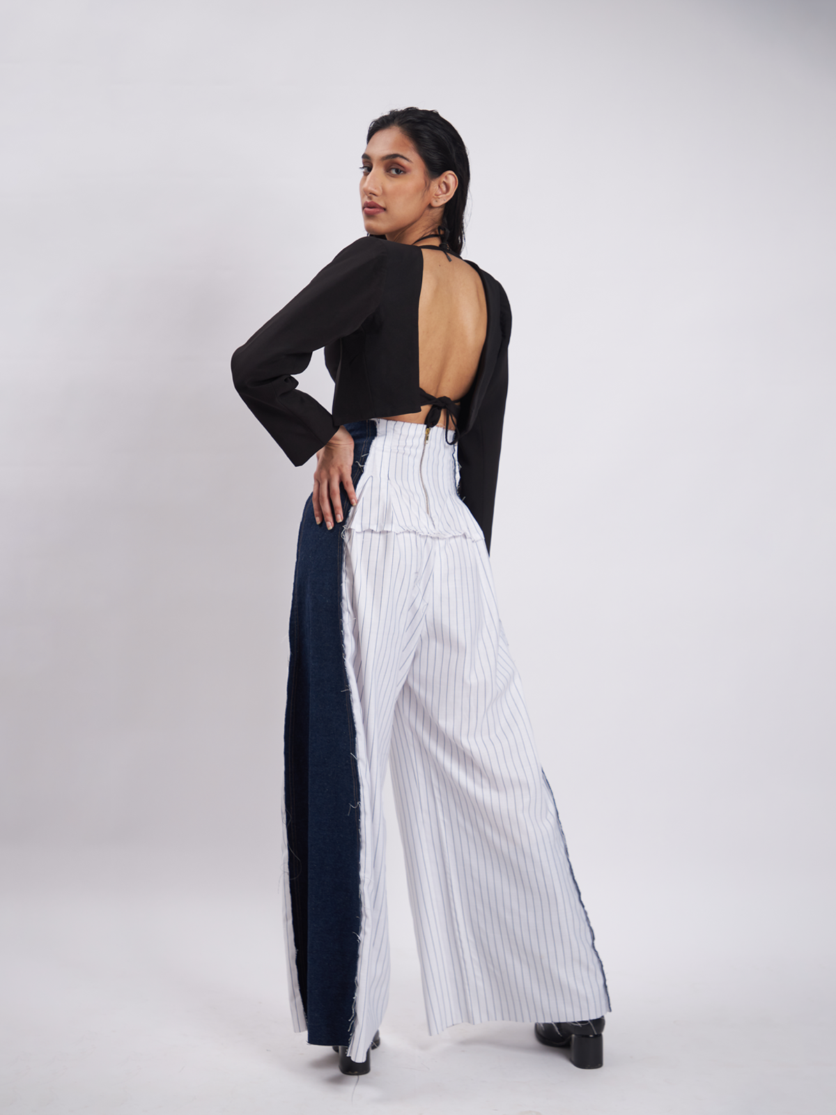 Georgie White Pinstripe Corset Pants