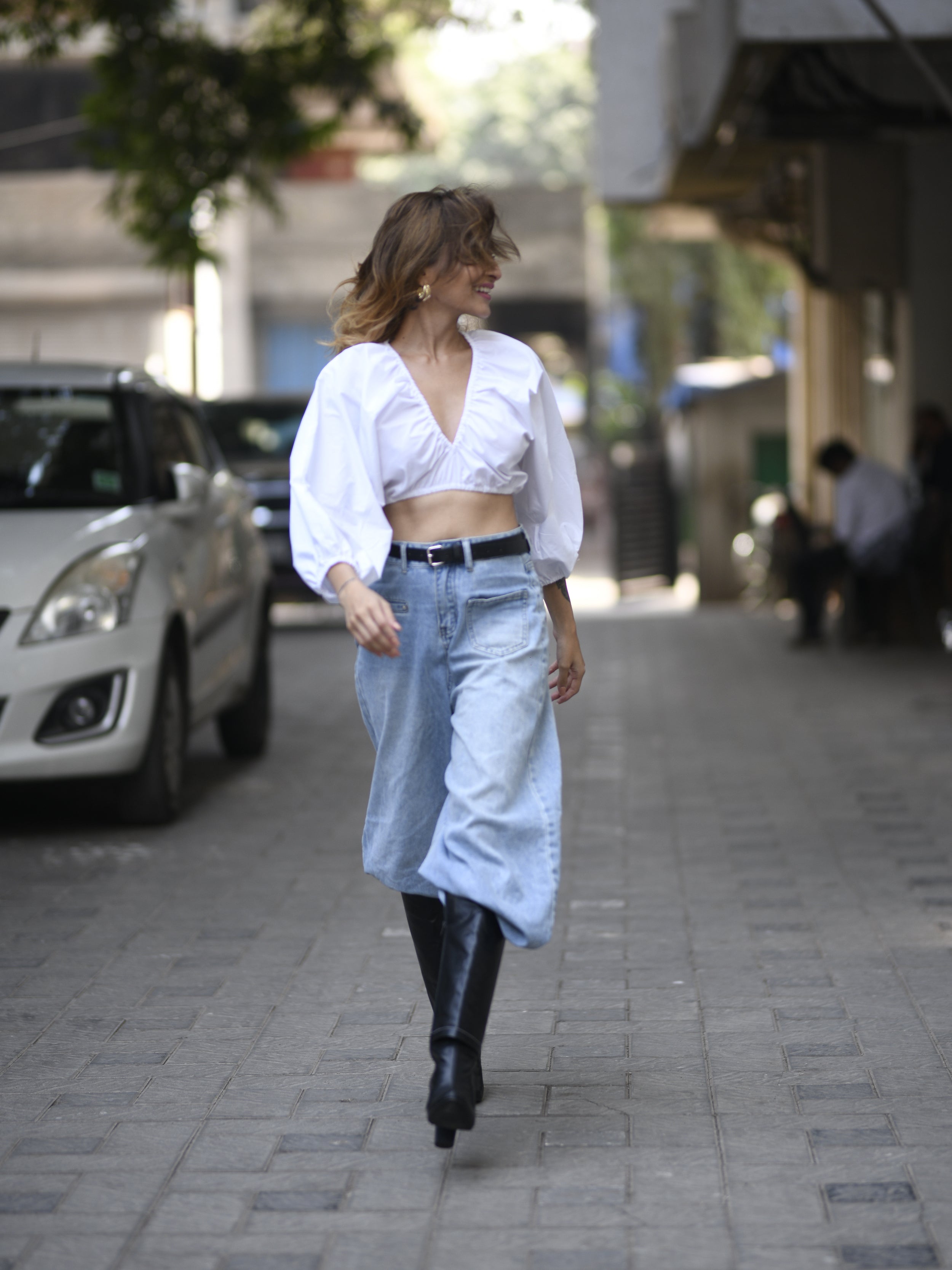 Ruched Cotton Crop