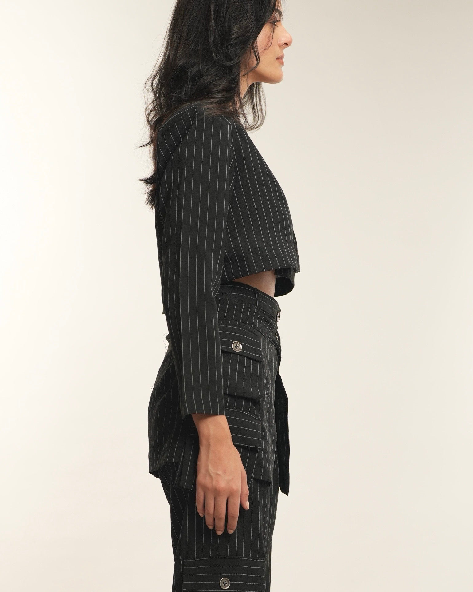 Pinstripe Crop Blazer