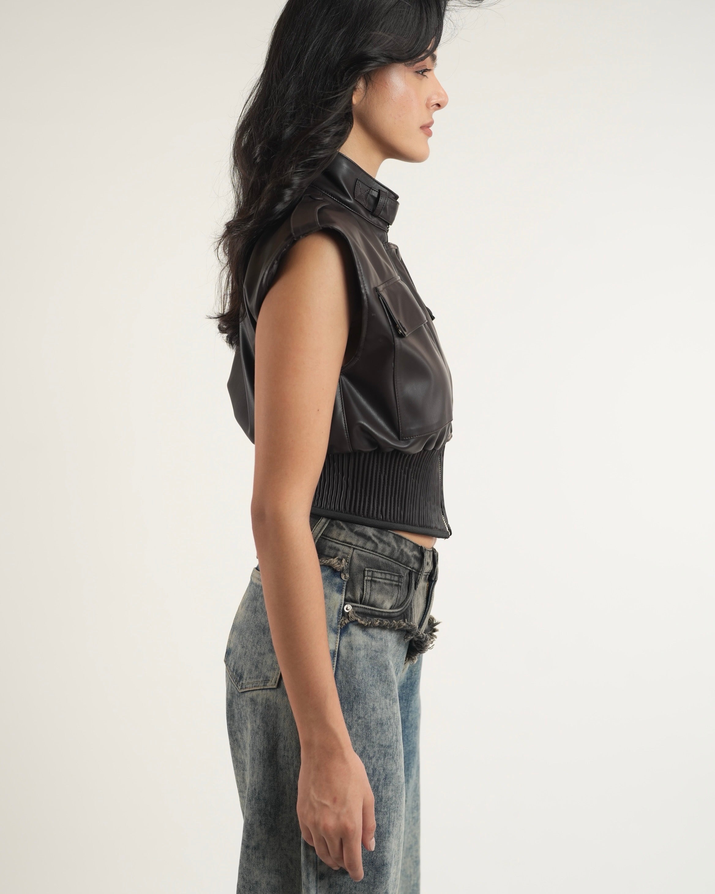 Leather Ribbed Vest