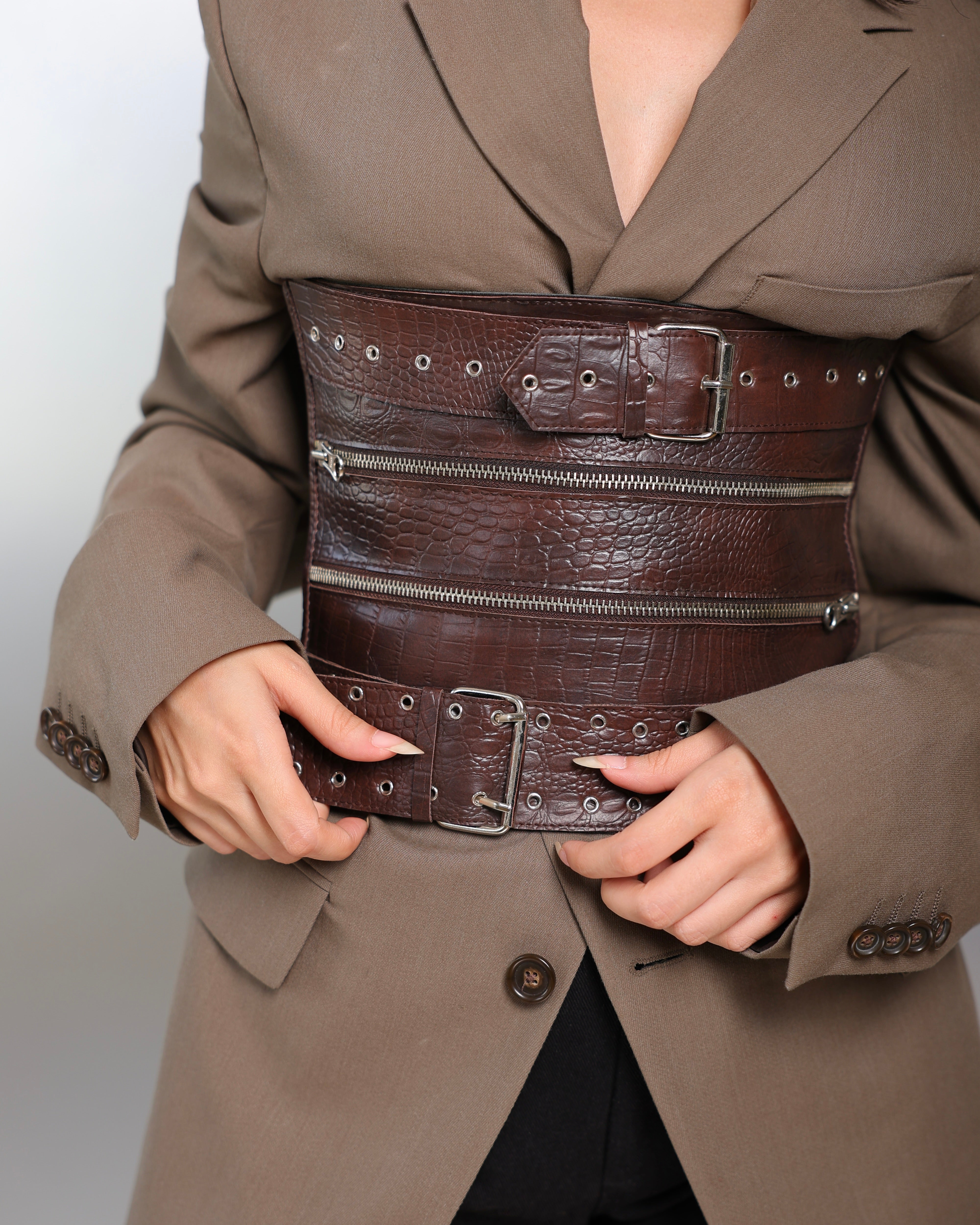 Vintage Croc Embossed Broad Belt