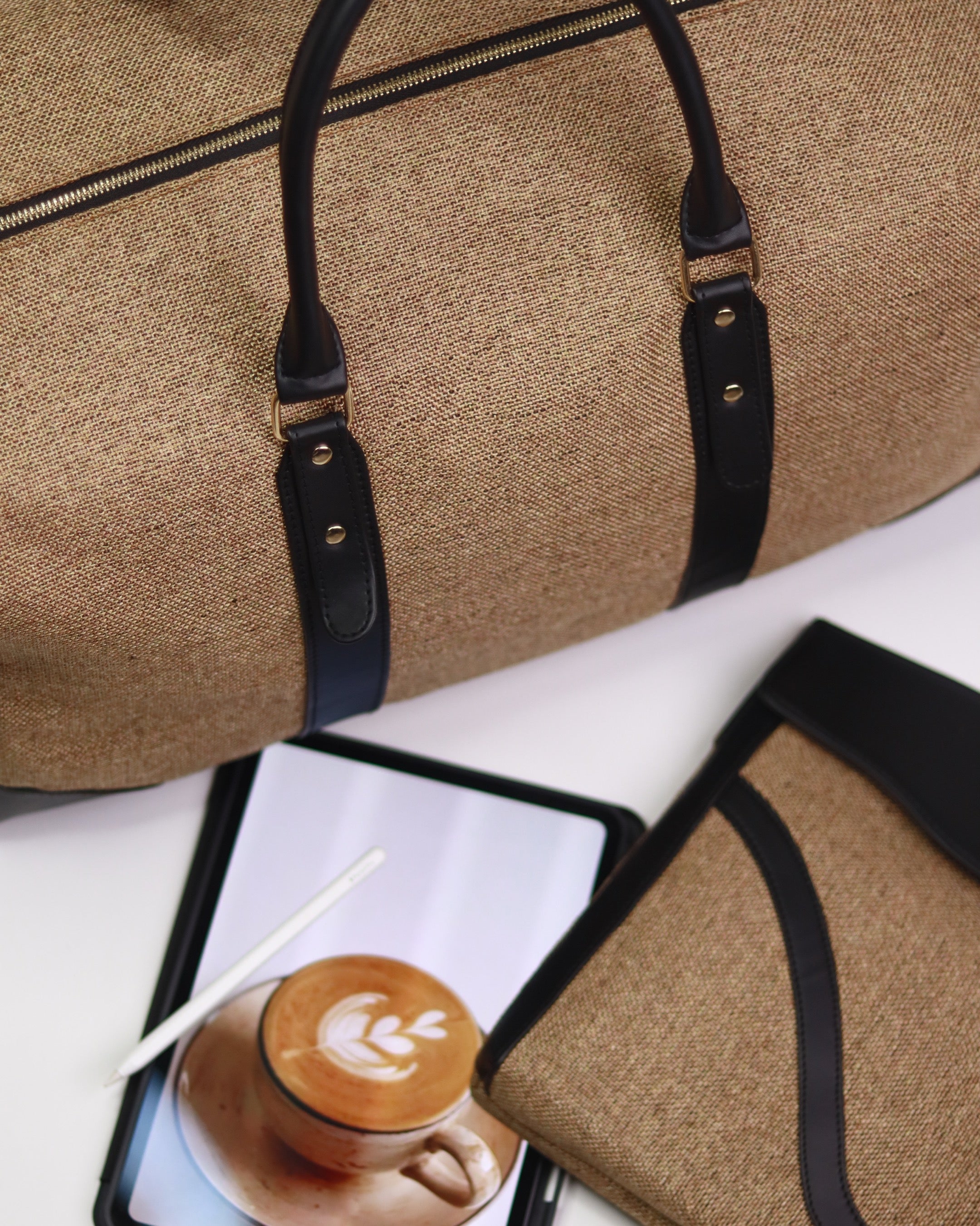 Dark Jute Duffle Bag