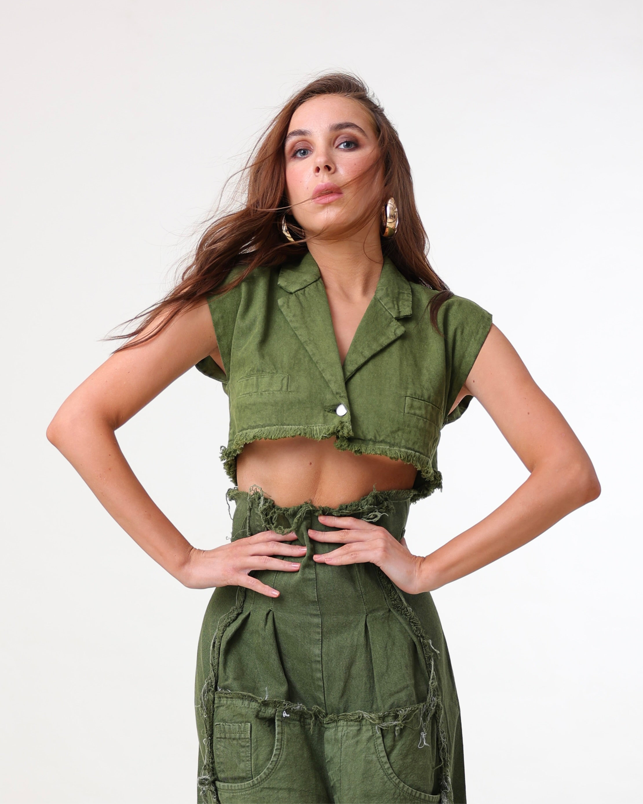 Green Georgie Crop Vest