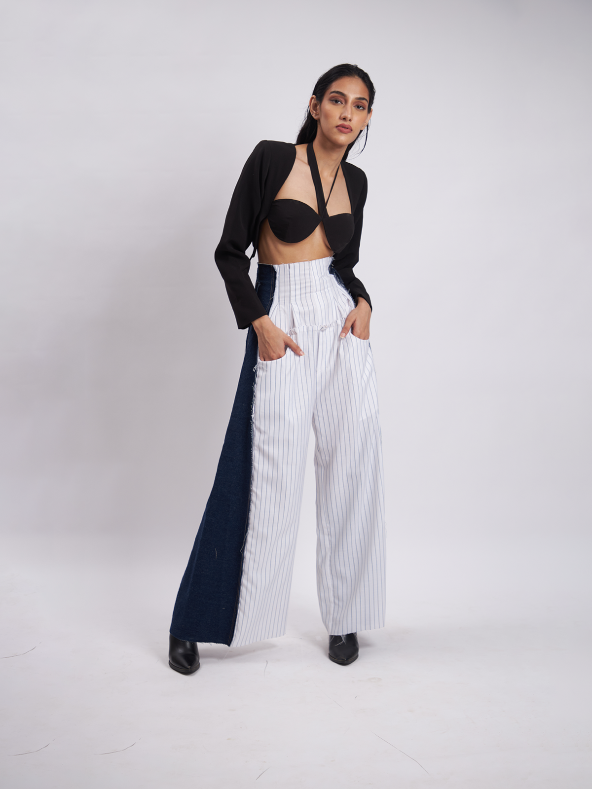 Georgie White Pinstripe Corset Pants