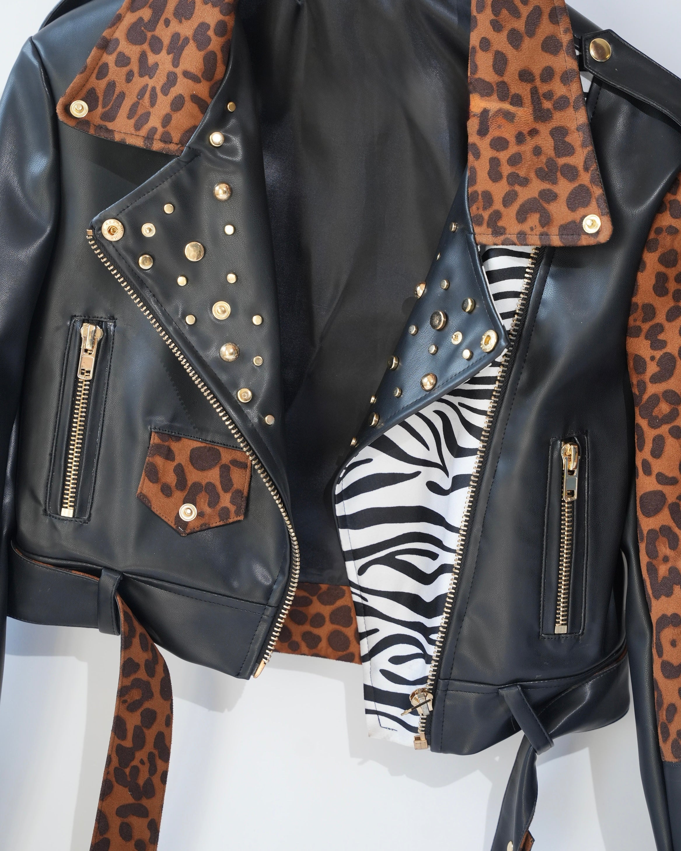 Animal Print Leather Jacket