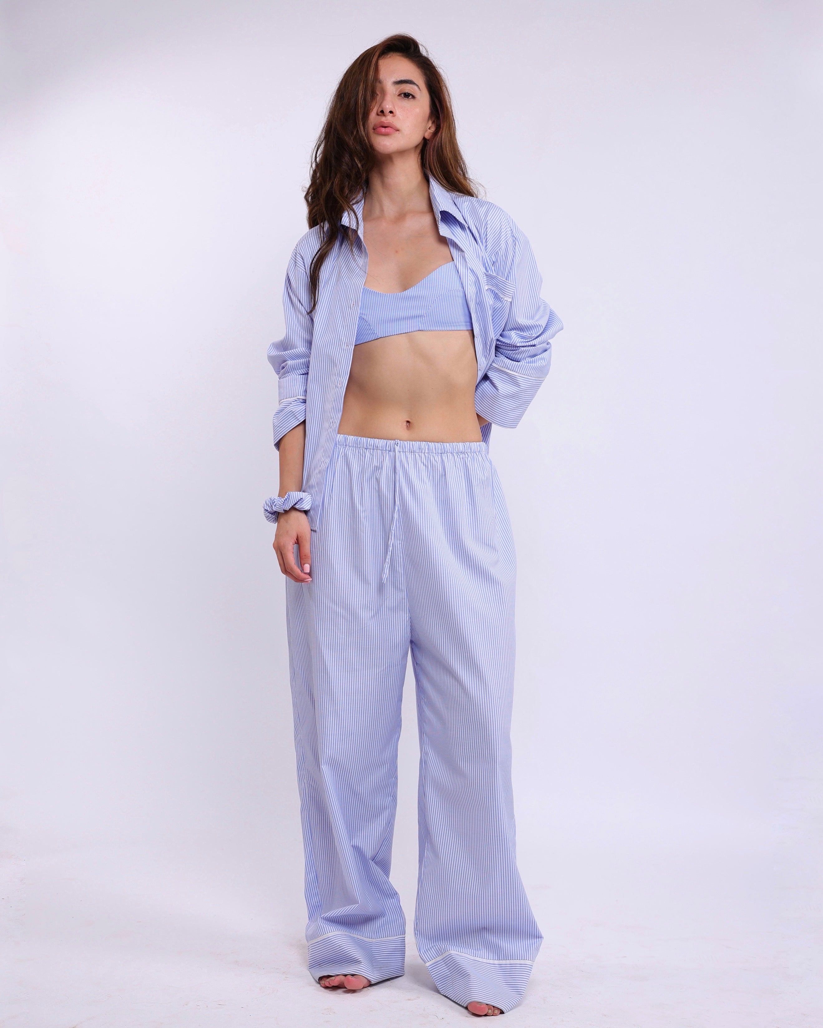 Everly Pinstripe Nightsuit (Blue)