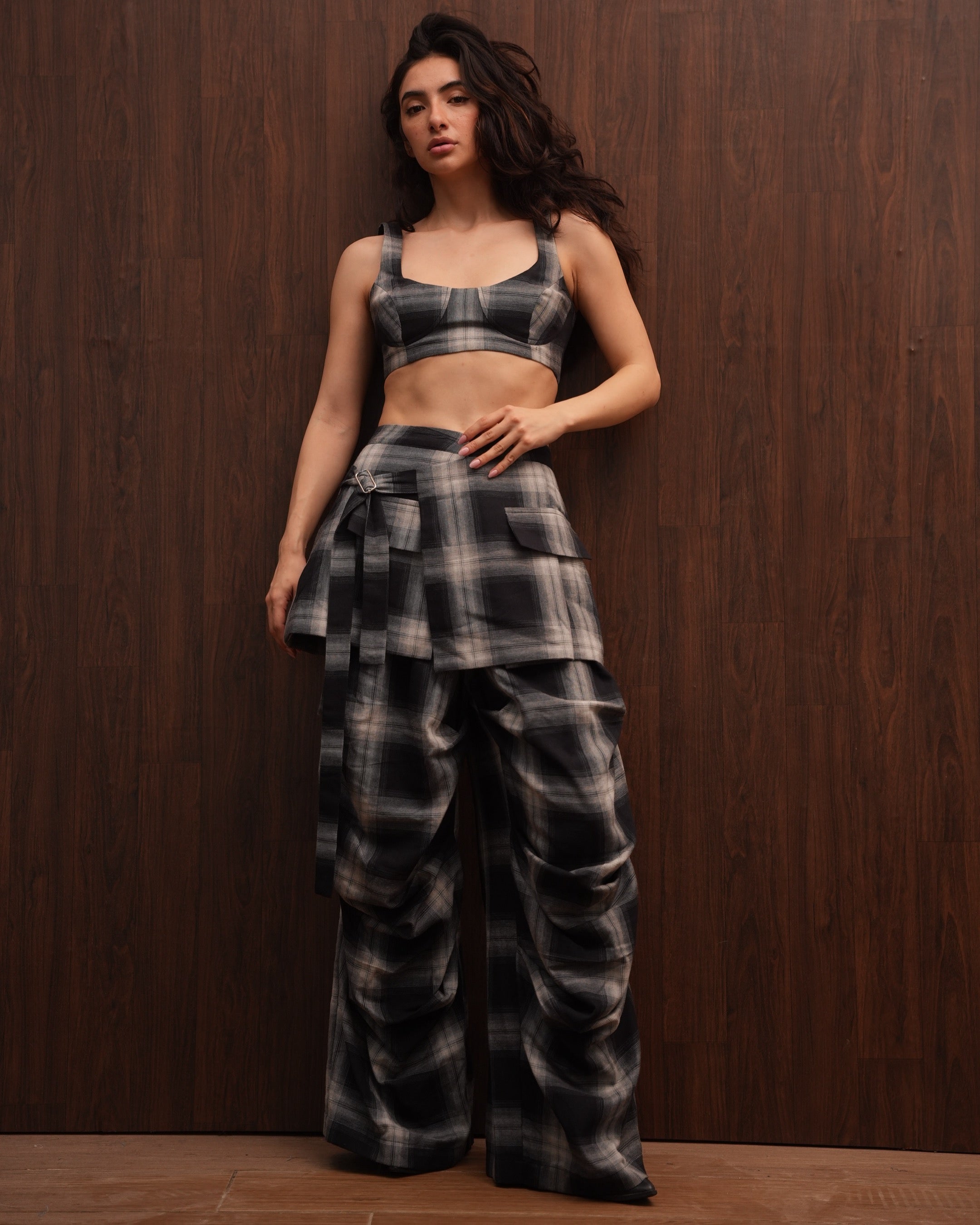 Grey checkered Cargo pant