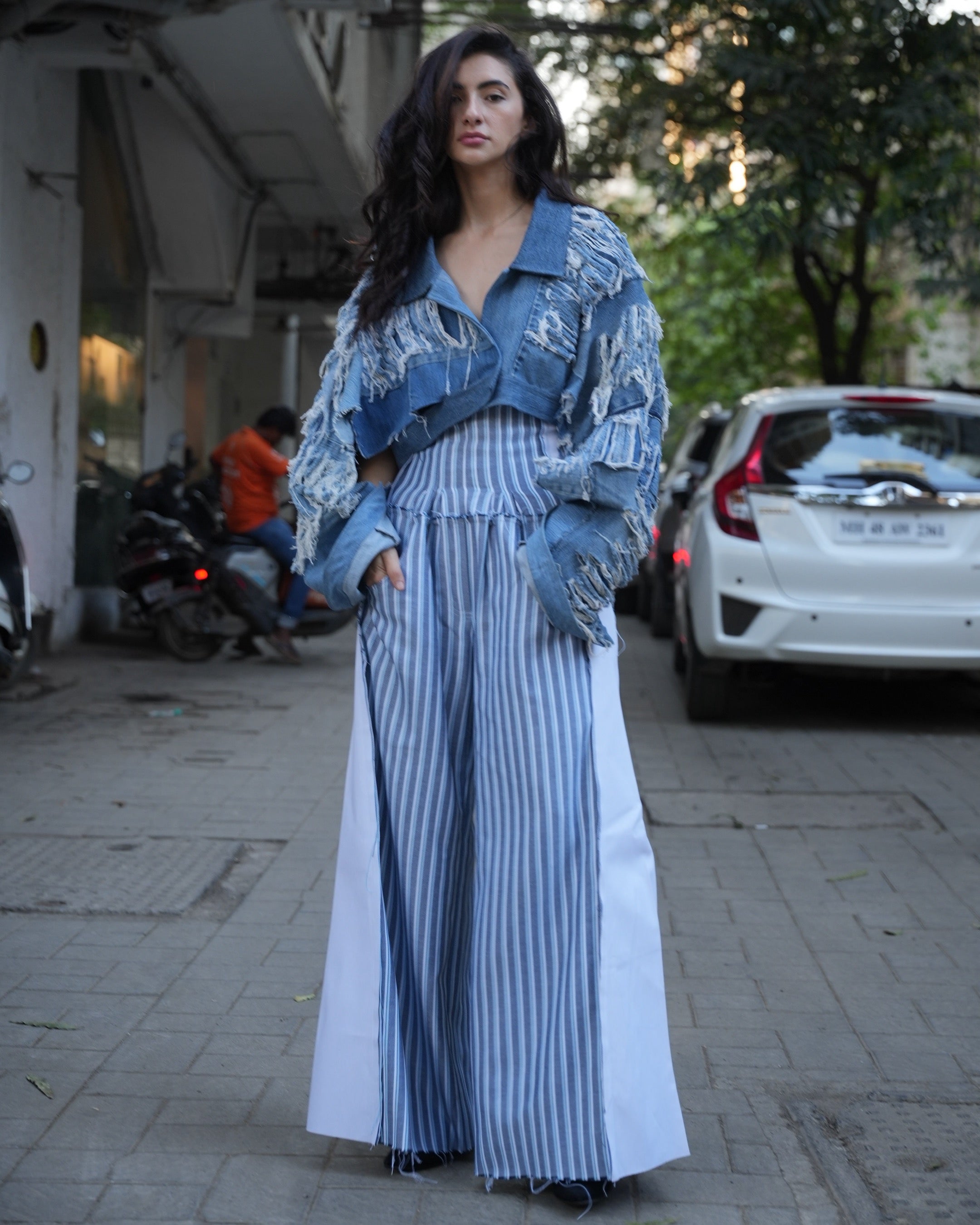 Linea Pinstripe Corset Pants