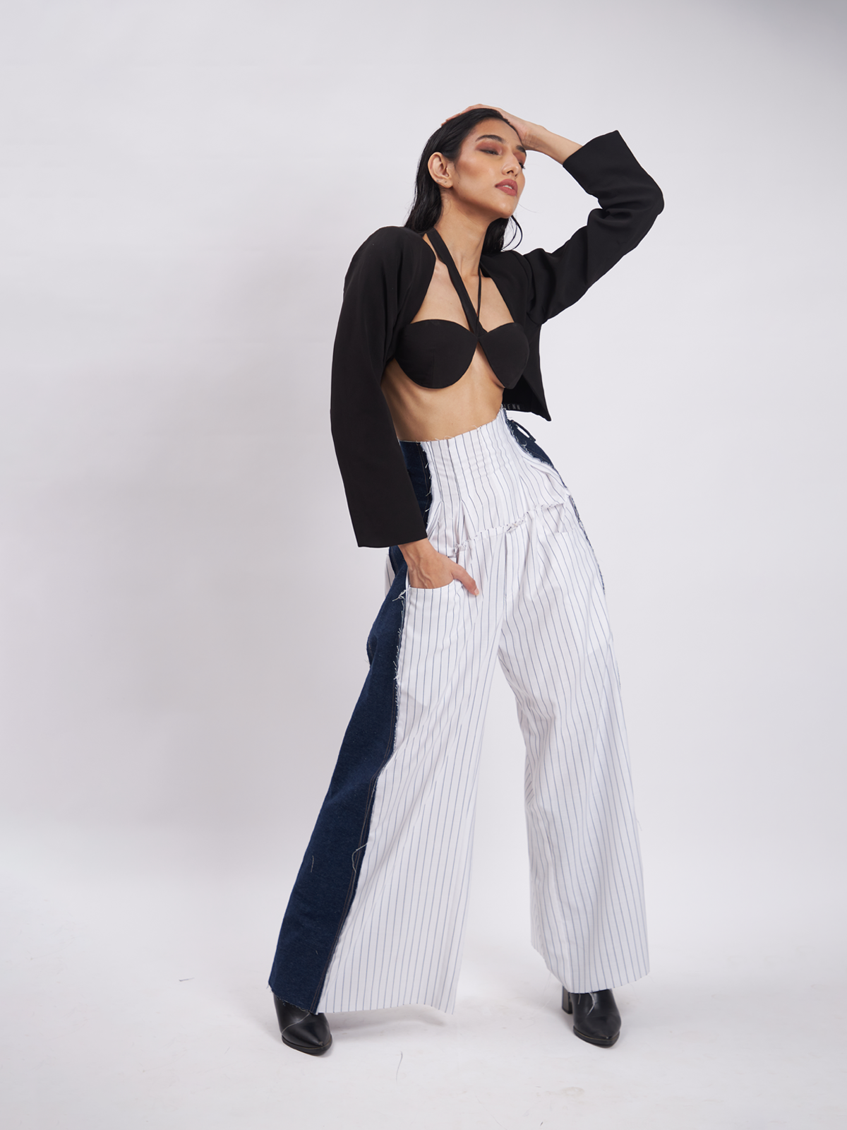 Georgie White Pinstripe Corset Pants