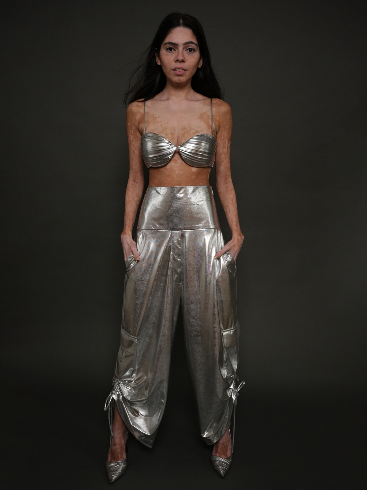 Metallic Cargo Pants