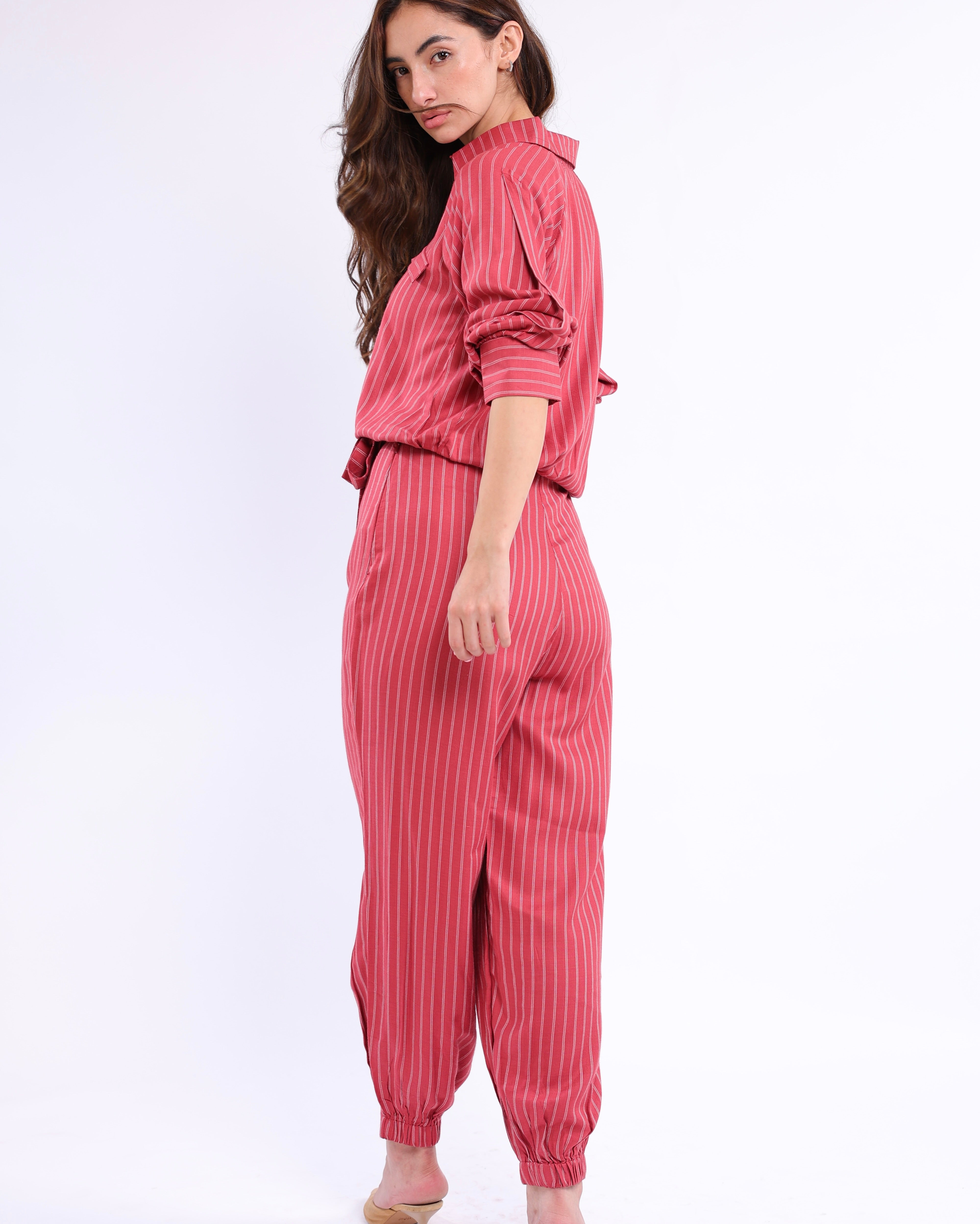 Esme Red Pinstripe Top