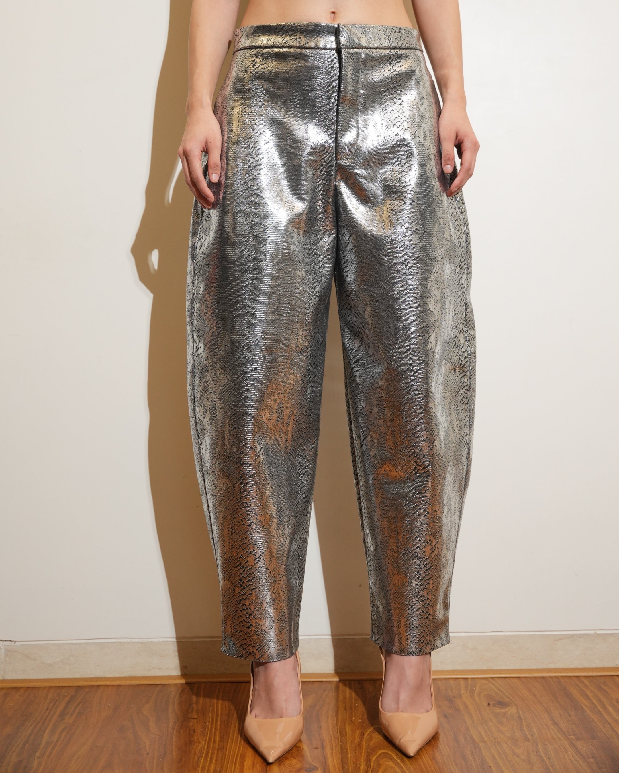 Metallic Barrel Pants