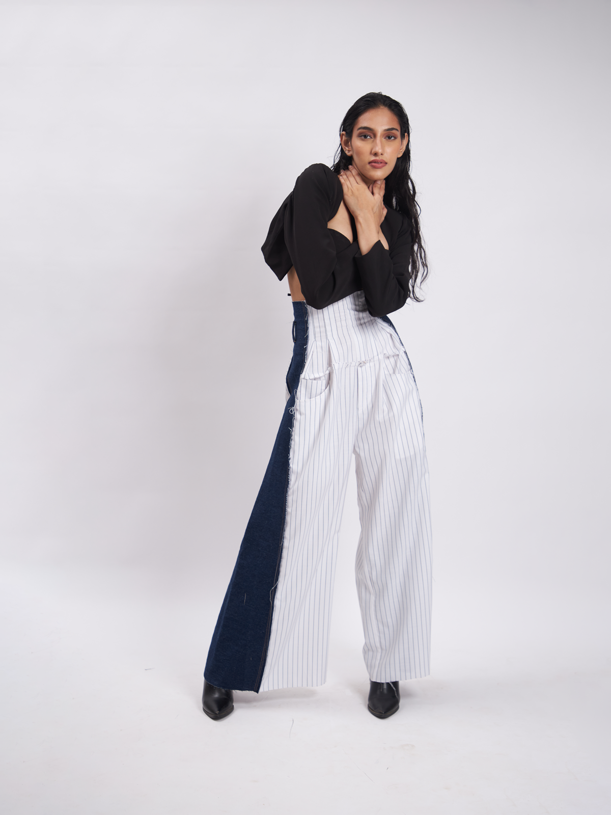 Georgie White Pinstripe Corset Pants