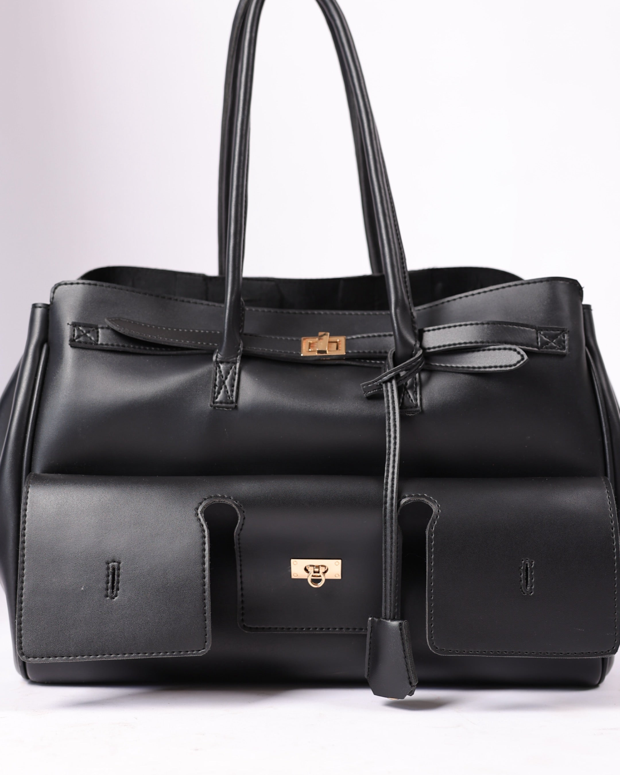 Empire Tote by The Label Jenn – Structured faux leather bag with pouch