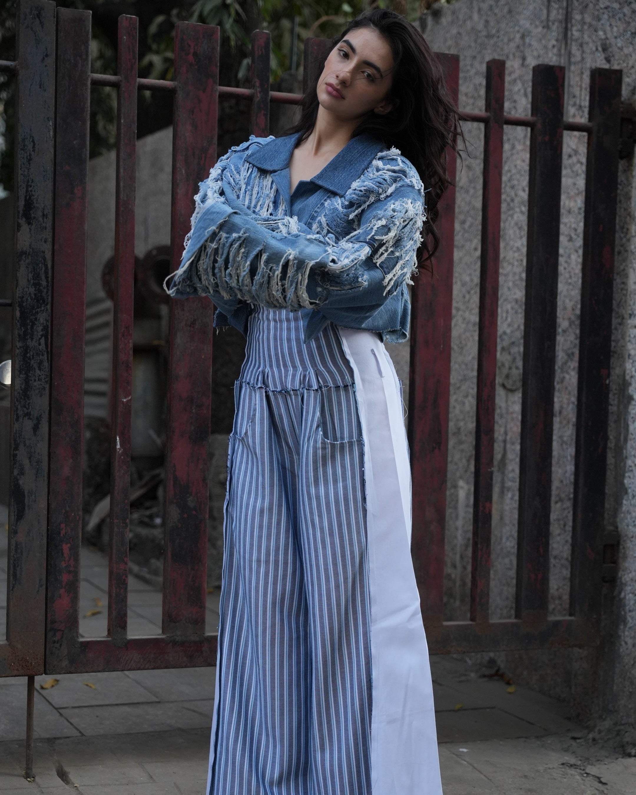 Linea Pinstripe Corset Pants