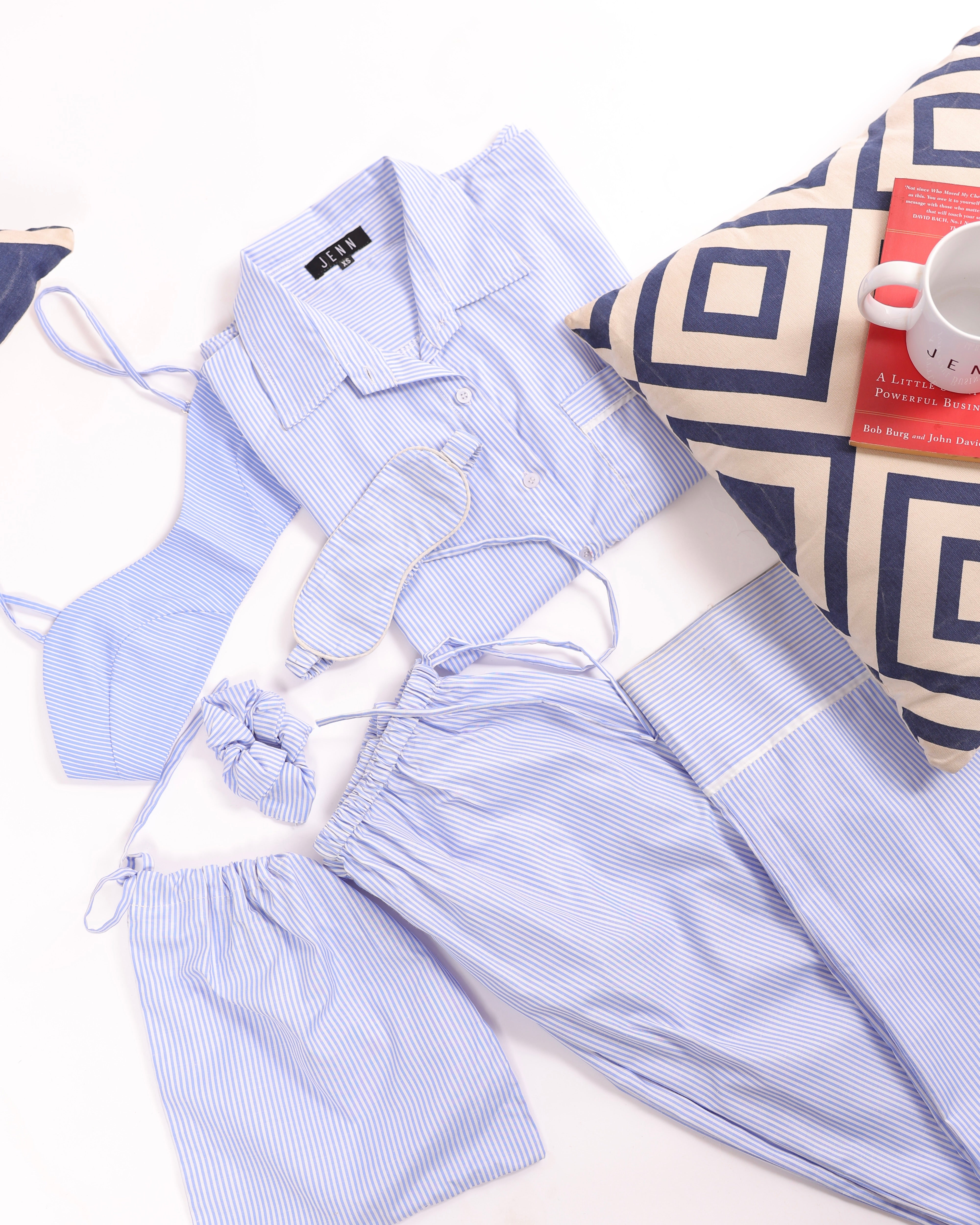 Everly Pinstripe Nightsuit (Blue)
