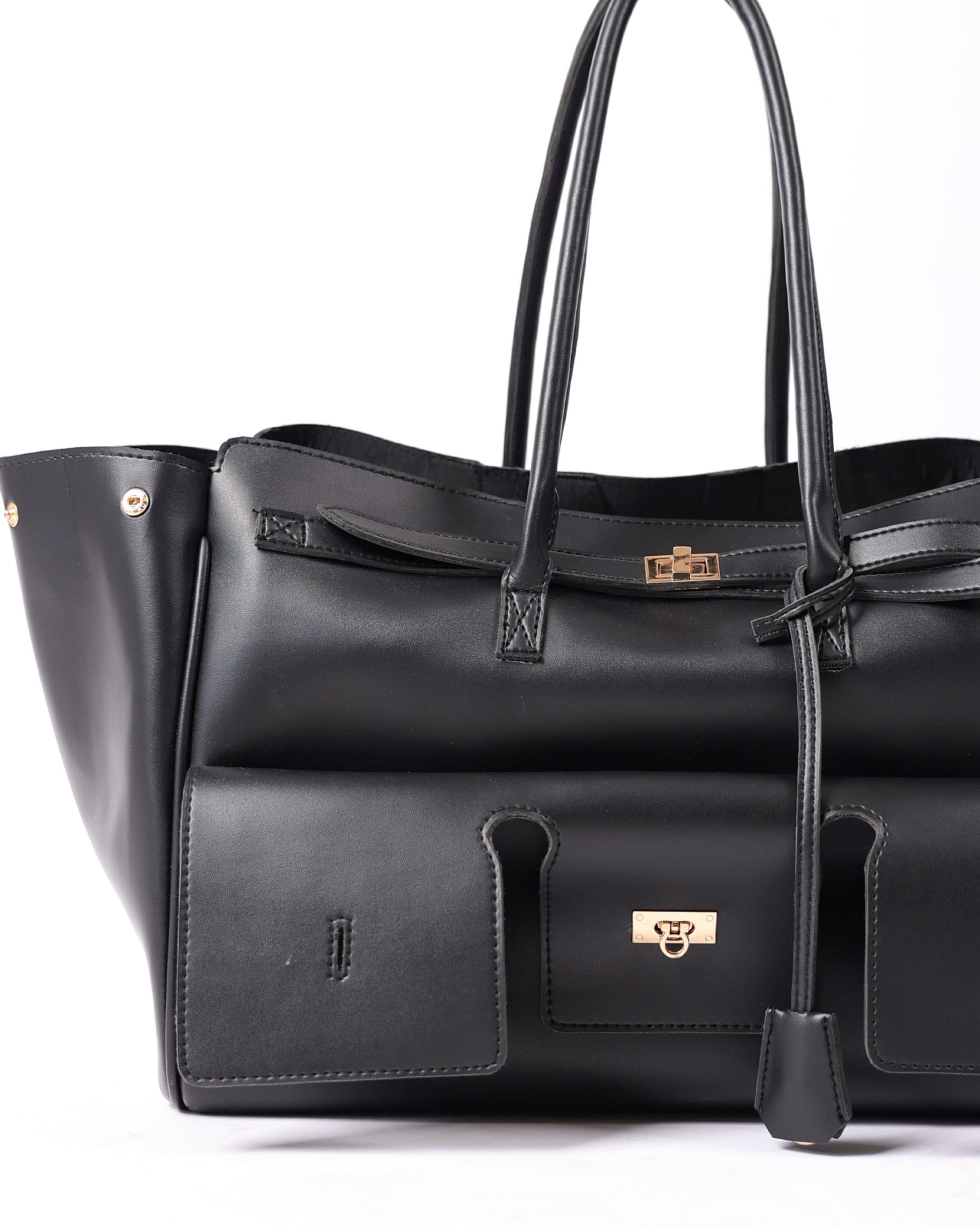 Empire Tote by The Label Jenn – Structured faux leather bag with pouch
