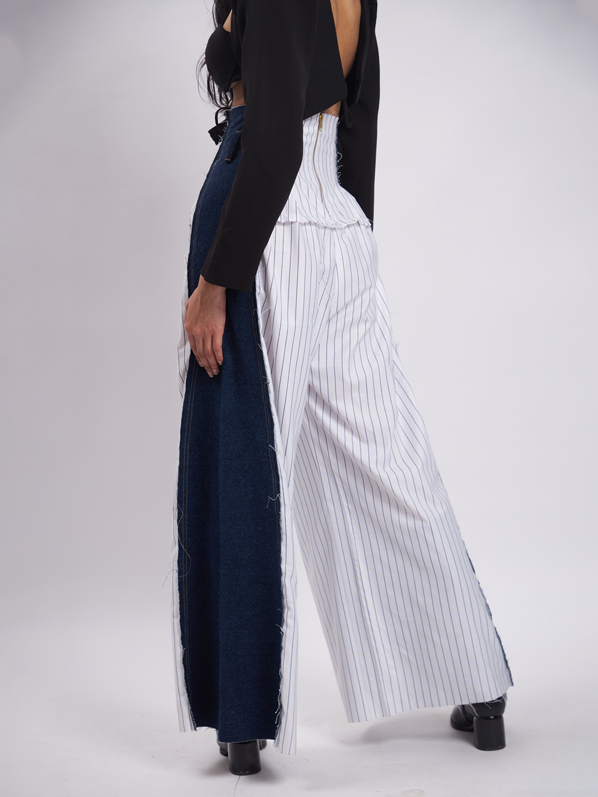 Georgie White Pinstripe Corset Pants