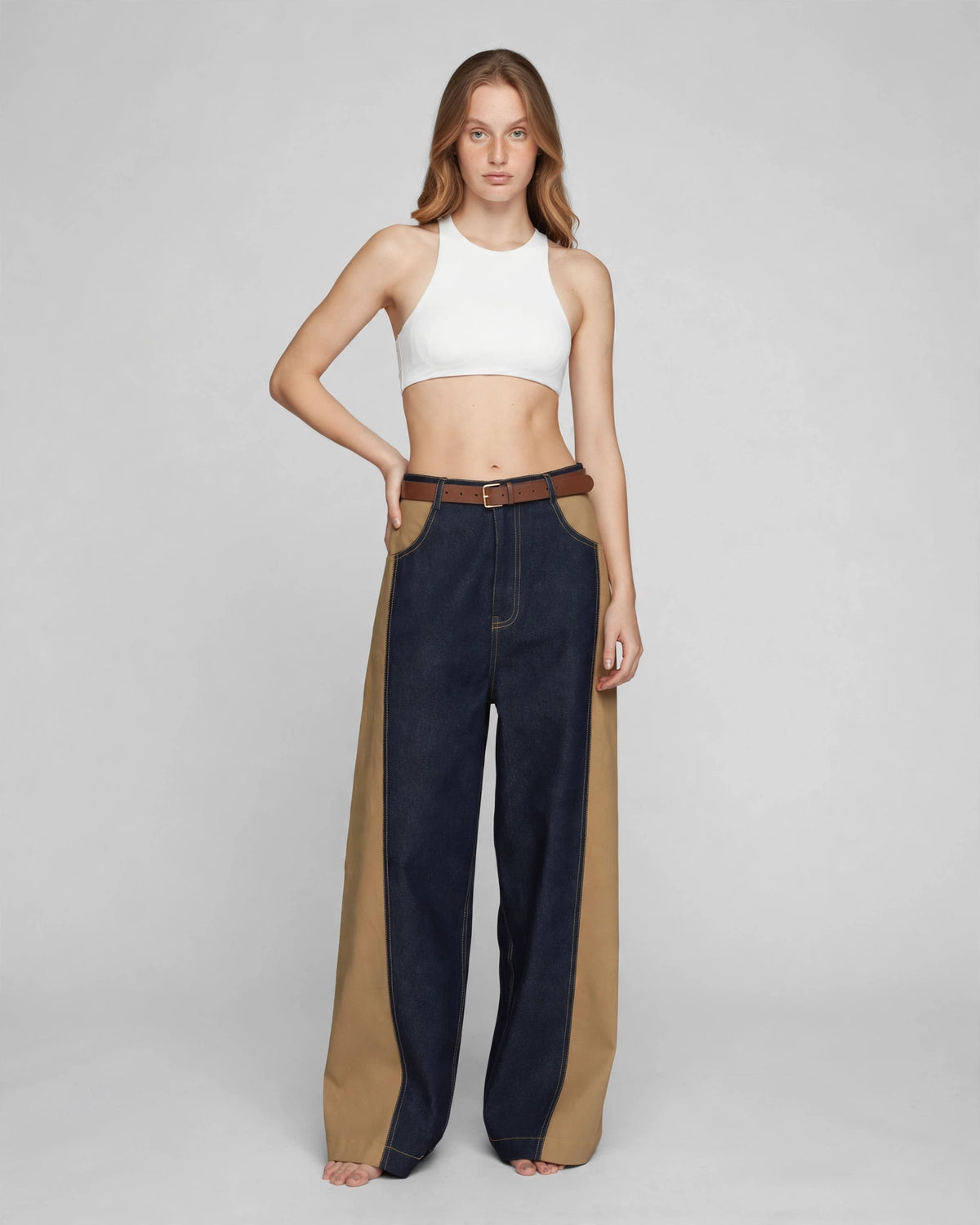 Recycled Wide-Leg Panelled Jeans