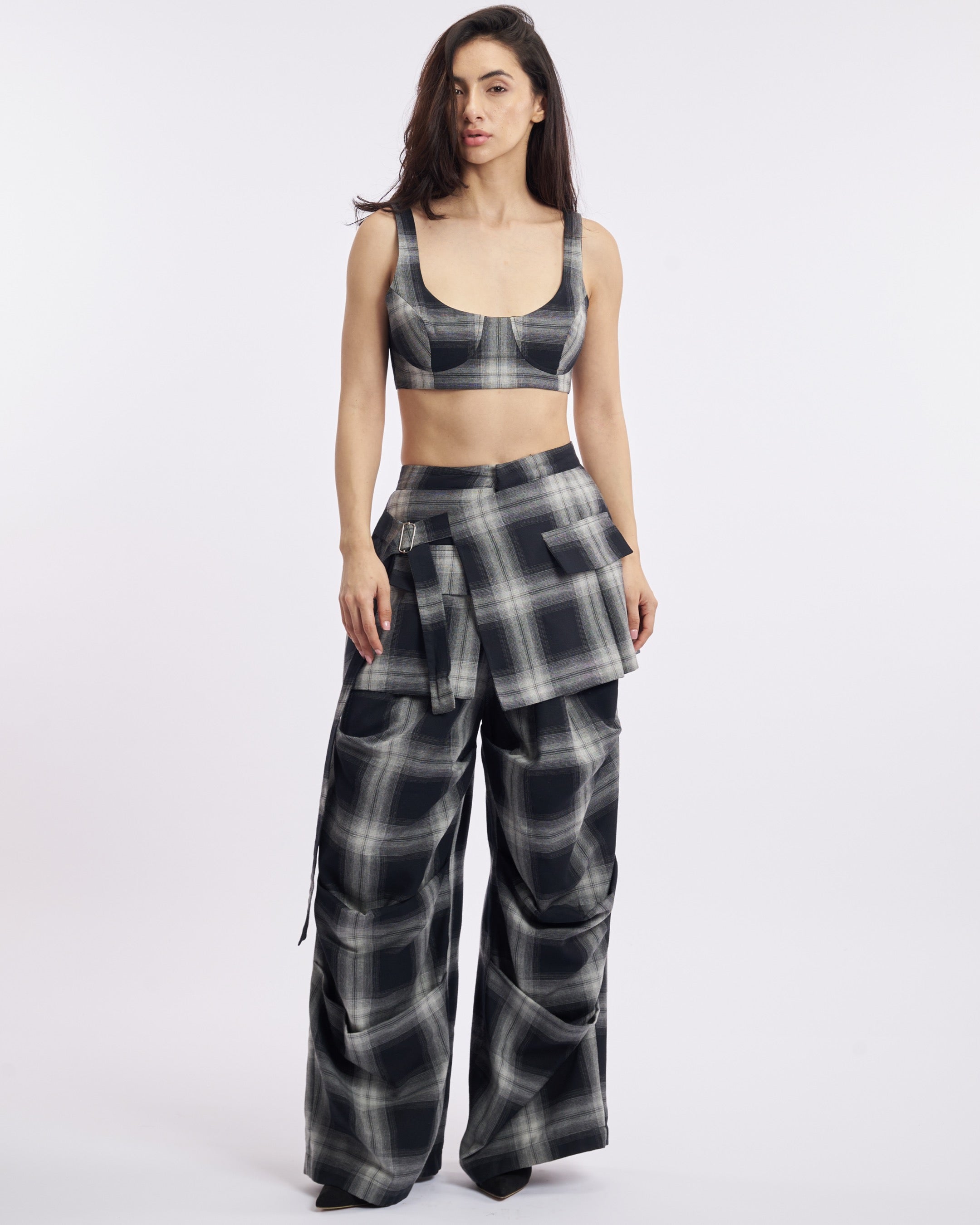 Grey checkered Cargo pant