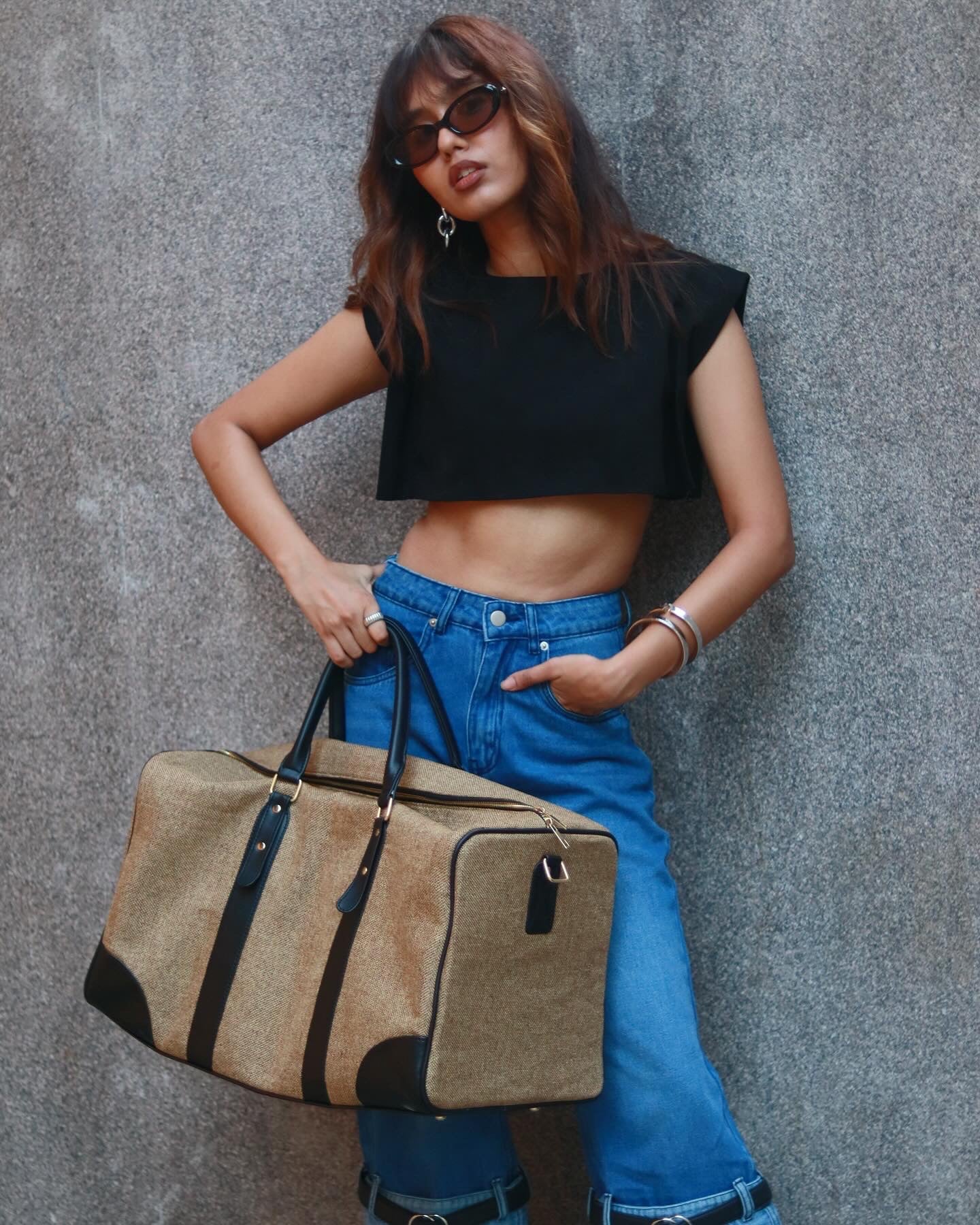 Dark Jute Duffle Bag