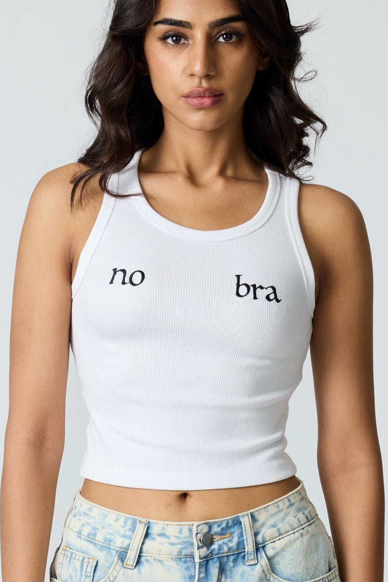 No Bra Ribbed Tank Top