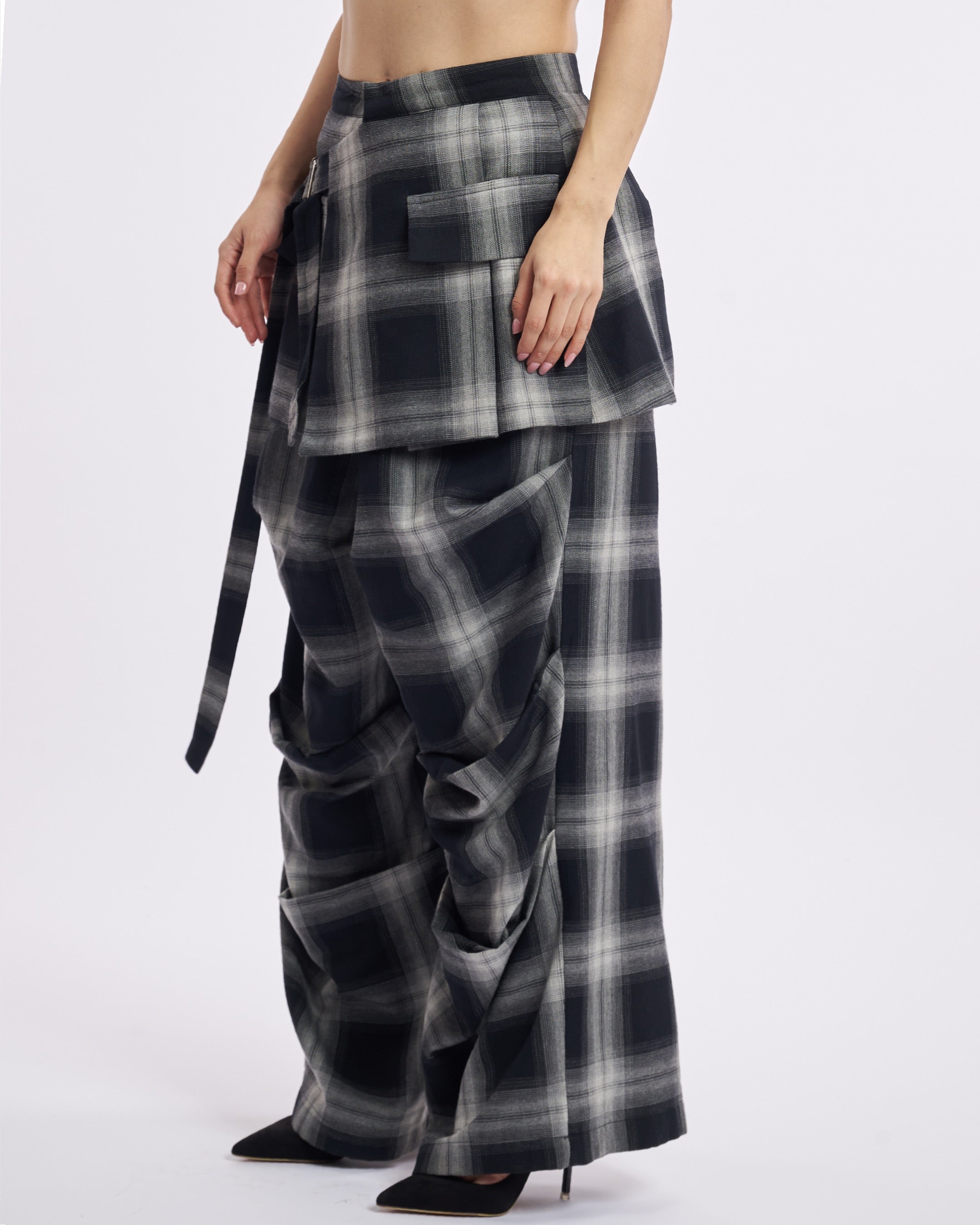 Grey checkered Cargo pant