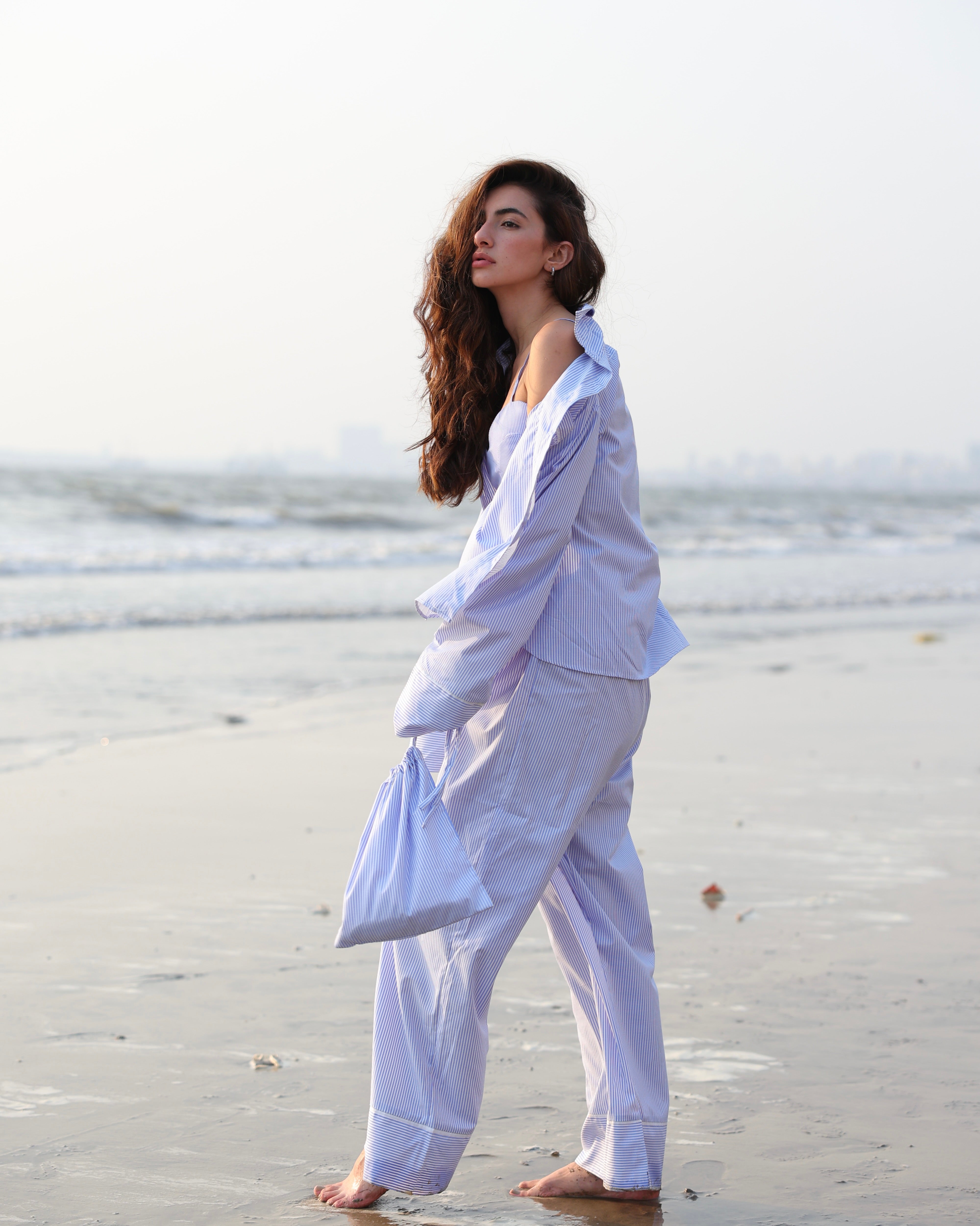 Everly Pinstripe Nightsuit (Blue)