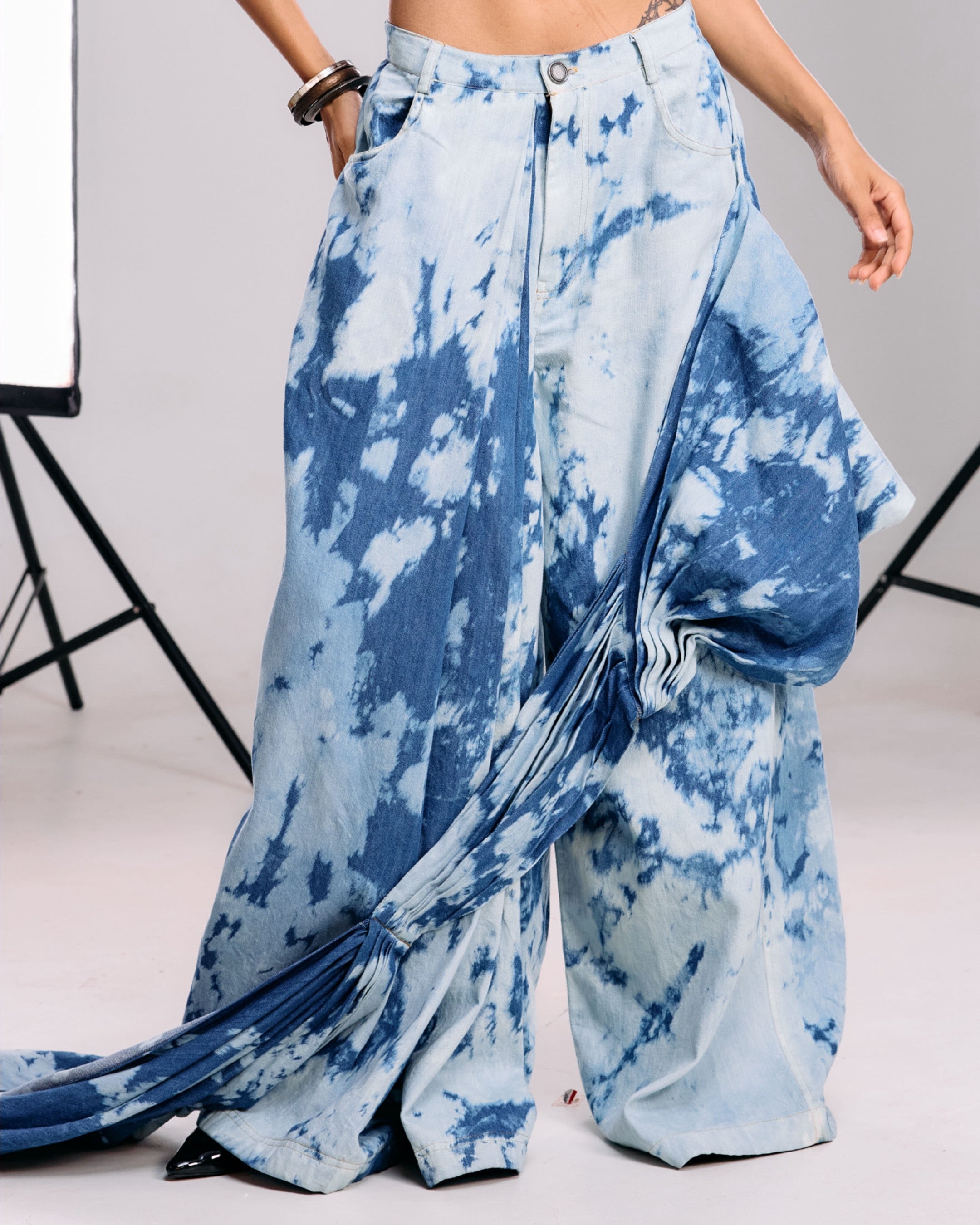 Denim Drape Saree Pant