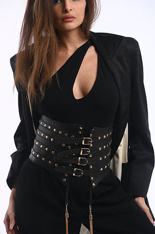 Studded belt with tassels