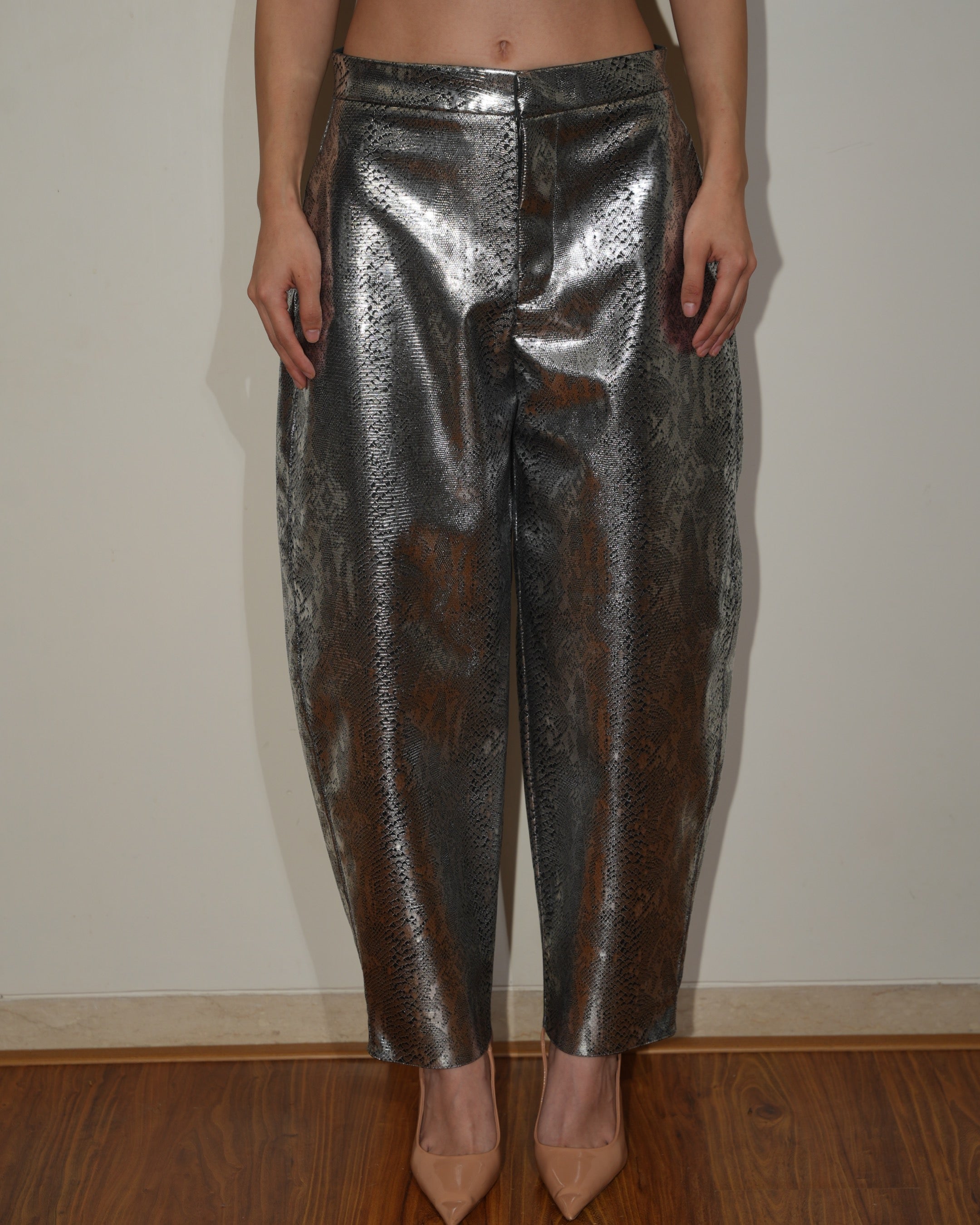 Metallic Barrel Pants